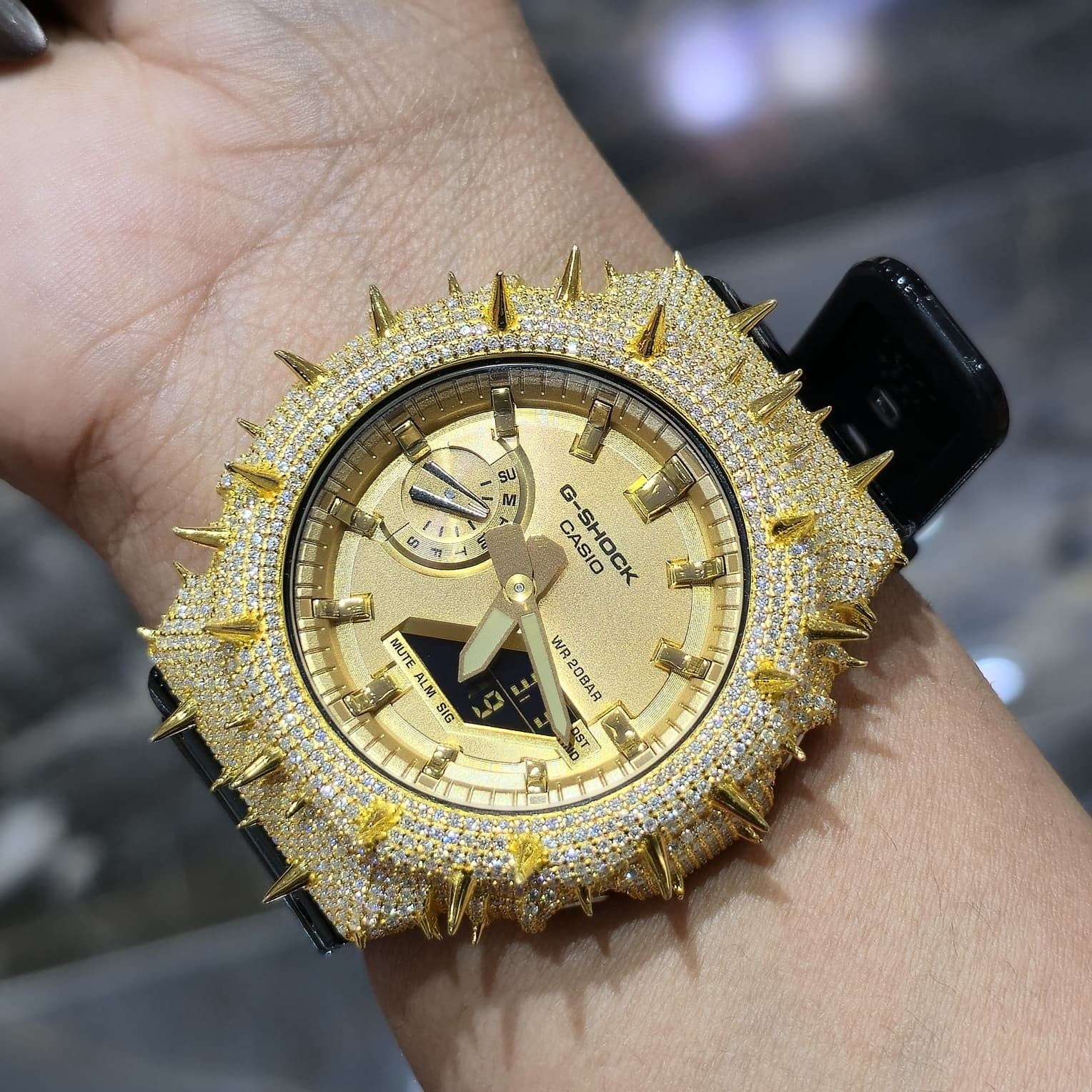 VVS Moissanite G Shock Original Watch black rubber band