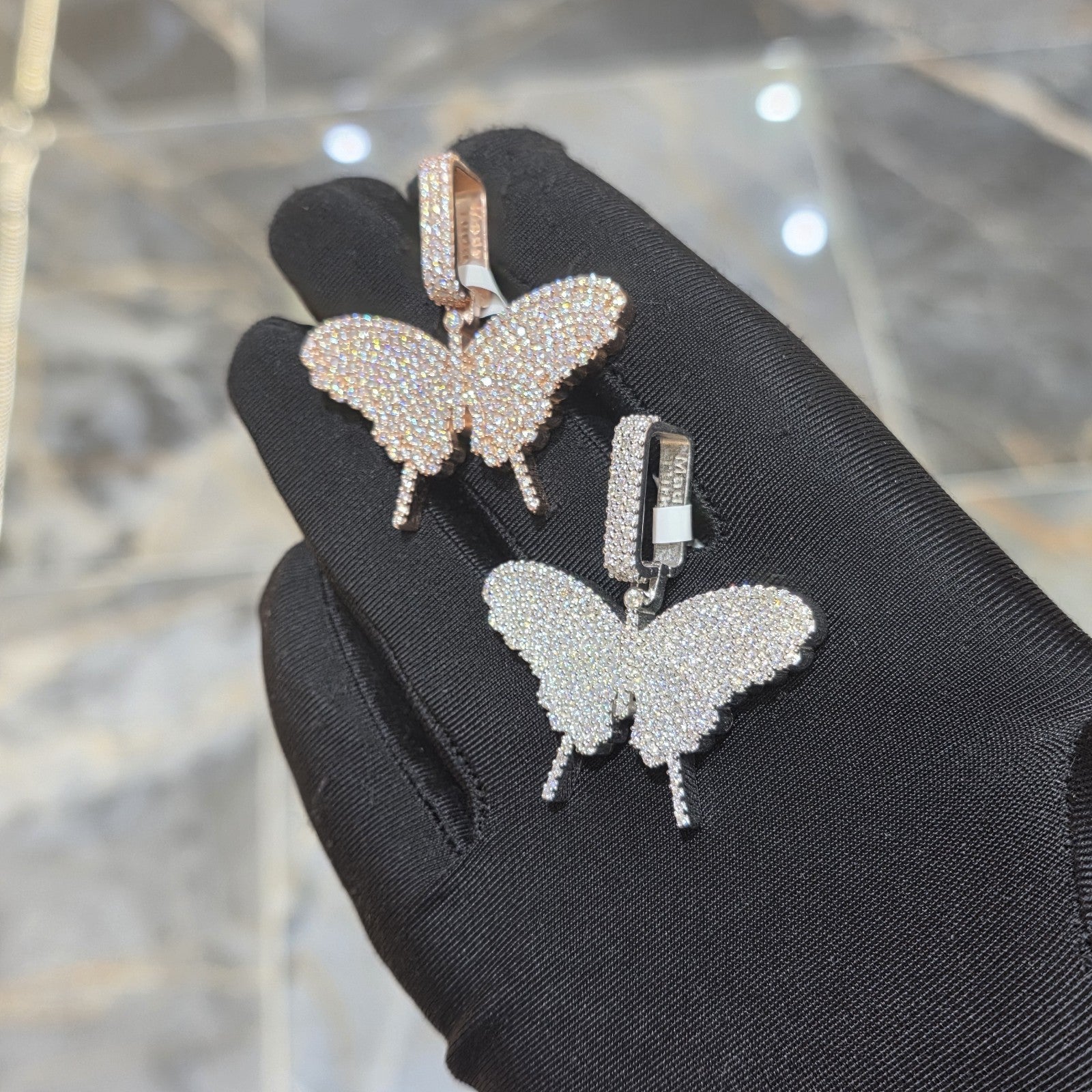 Moissanite Butterfly Pendant | 14k Gold Plated .925 Silver