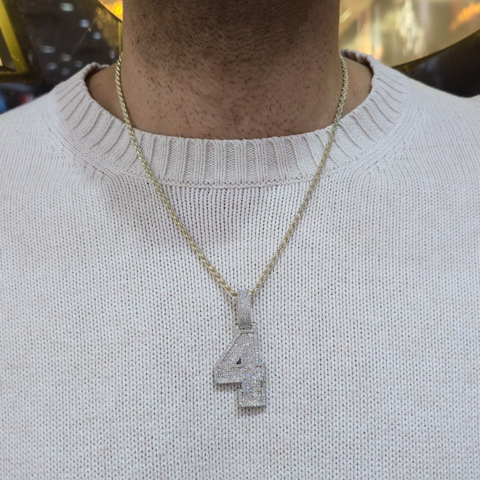 5.00 CTW VVS Moissanite Custom Number Pendant 1-9 Iced Out Mosaic Hip Hop Charm