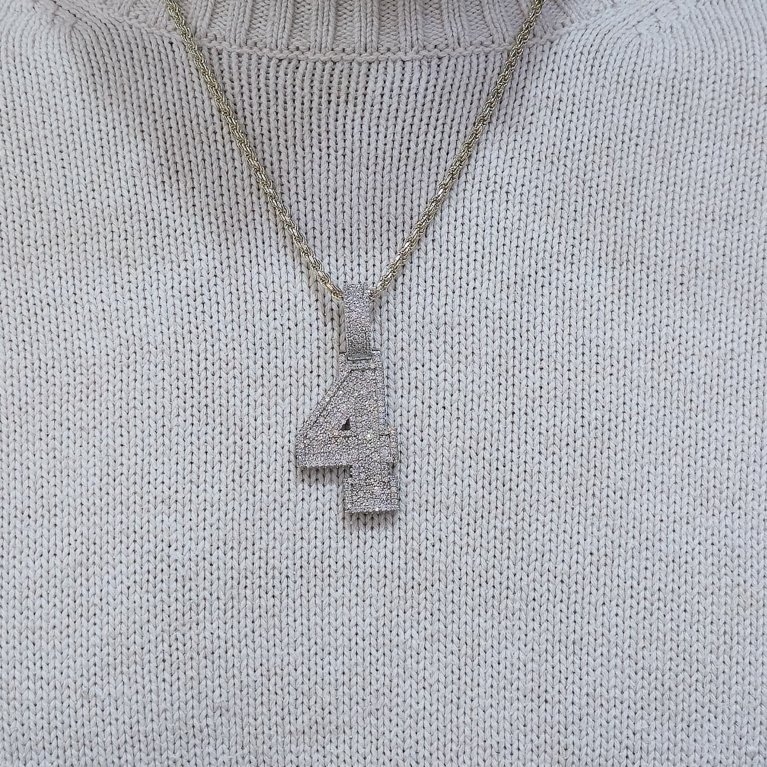 5.00 CTW VVS Moissanite Custom Number Pendant 1-9 Iced Out Mosaic Hip Hop Charm