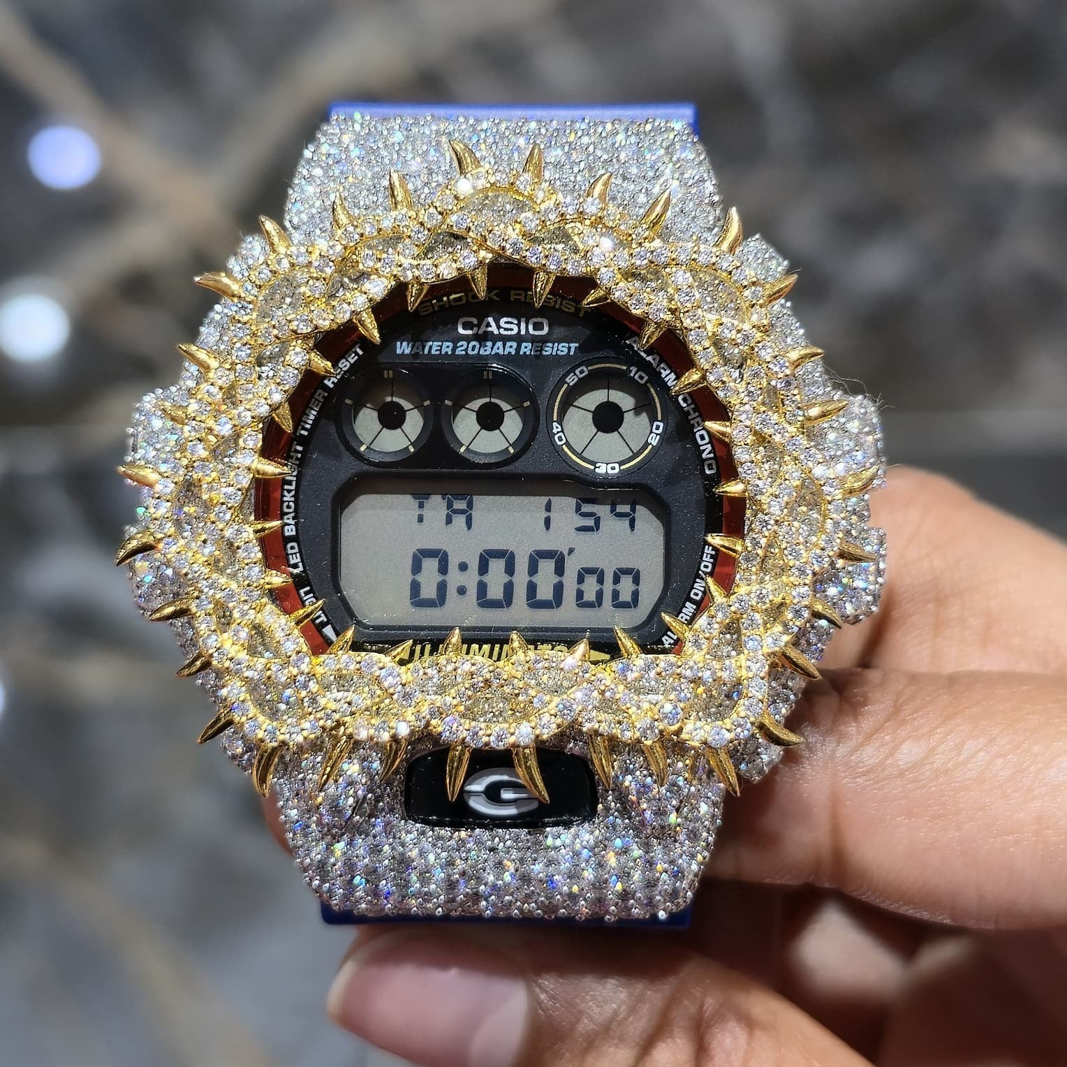 Iced Out G-Shock  Watch Authentic VVS Moissanite Barbed Wire Two Tone | HOM
