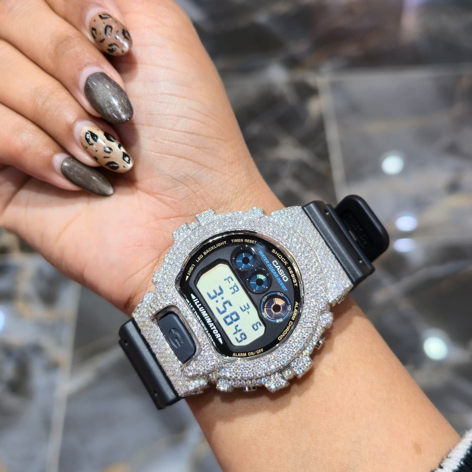 VVS Moissanite G Shock Original Watch black rubber band