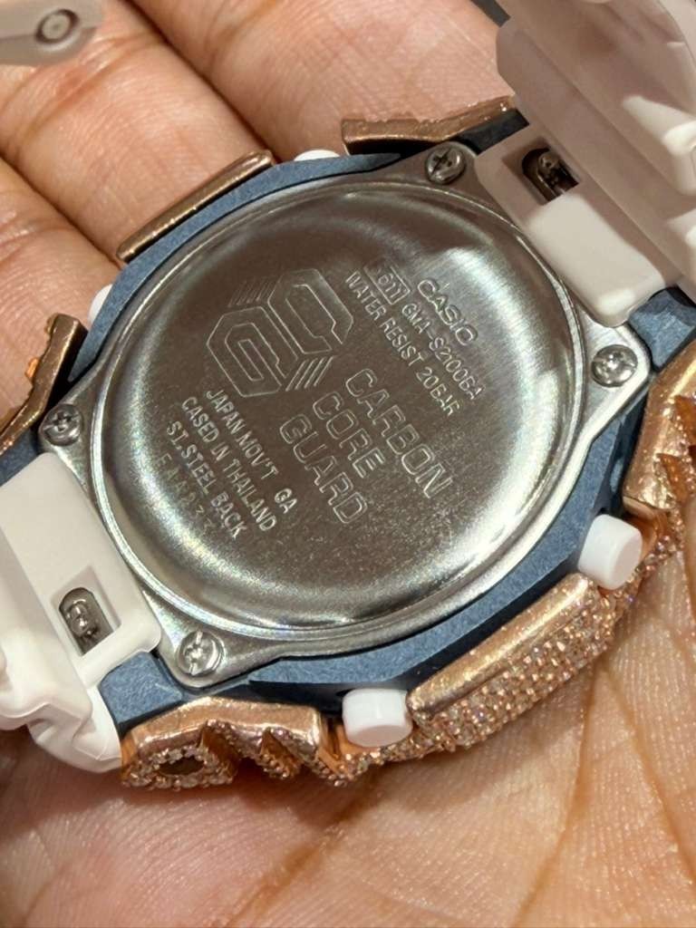 Authentic Casio G-SHOCK GA2100 Custom Iced Out Watch –Rose Tone | Baby Pink Band