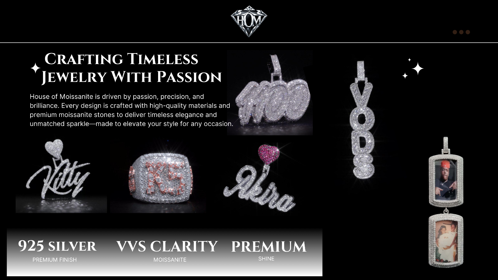 14.50CT VVS Moissanite Triple Layer Custom Initial Name Pendant Men 925 Silver
