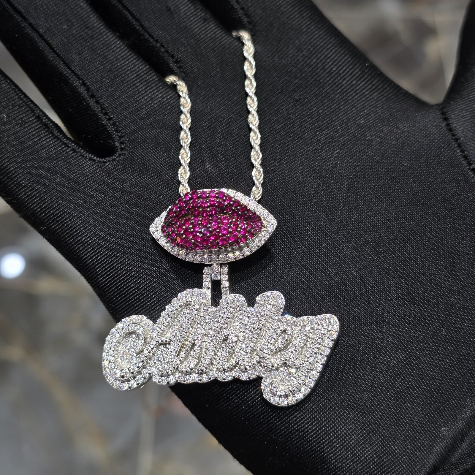Custom Pendent With Chain 925 Sterling Silver Moissanite Any Name 6 Letters max