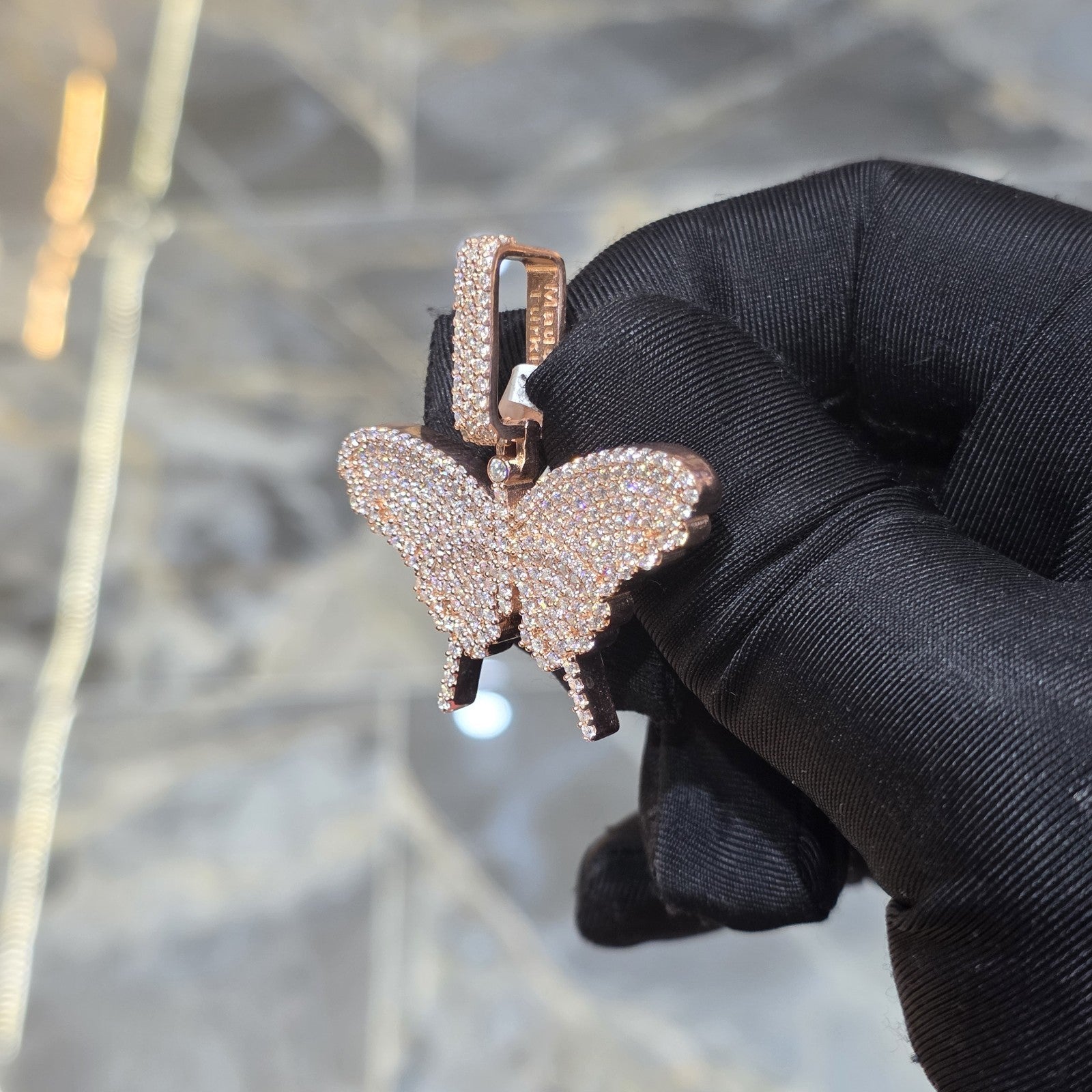 Moissanite Butterfly Pendant | 14k Gold Plated .925 Silver