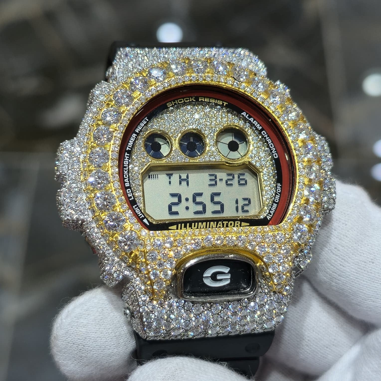 Moissanite Fully Iced Out G-SHOCK DW-6900U – VVS D Color, | Big Pointers