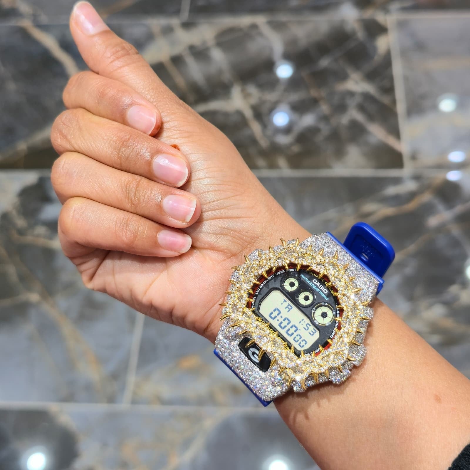 Iced Out G-Shock  Watch Authentic VVS Moissanite Barbed Wire Two Tone | HOM