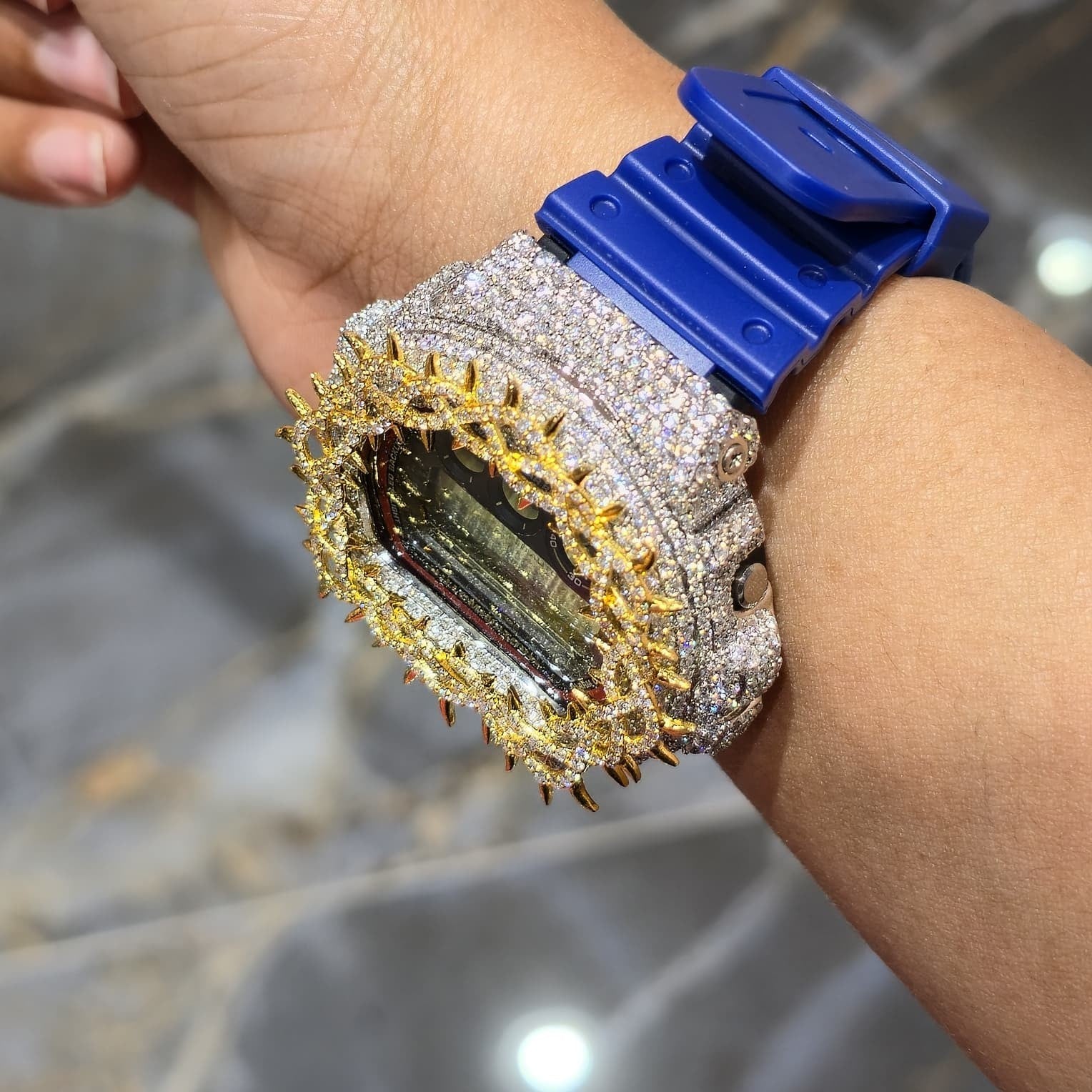Iced Out G-Shock  Watch Authentic VVS Moissanite Barbed Wire Two Tone | HOM