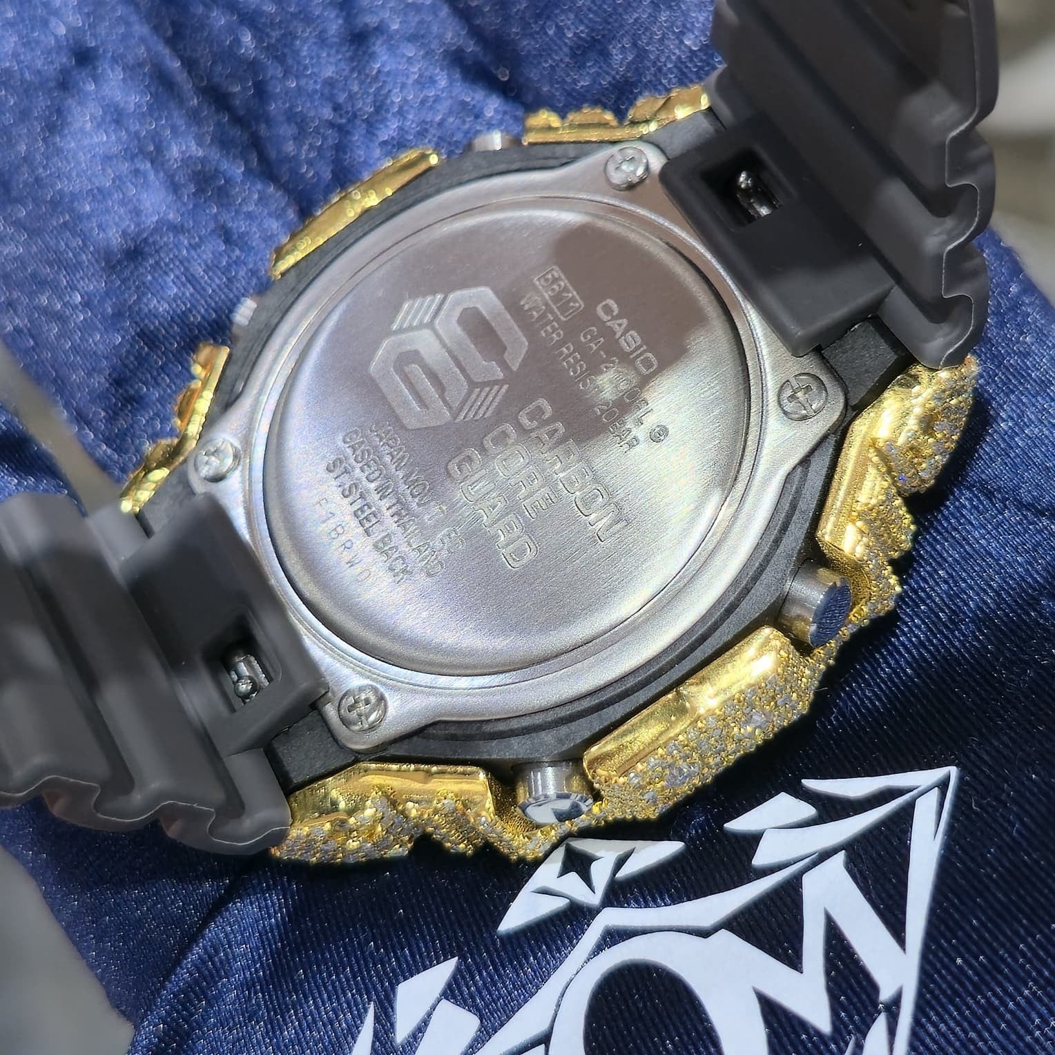 Authentic Casio G-SHOCK Custom Yellow Iced Out Watch Orange Dial  | Gray Band