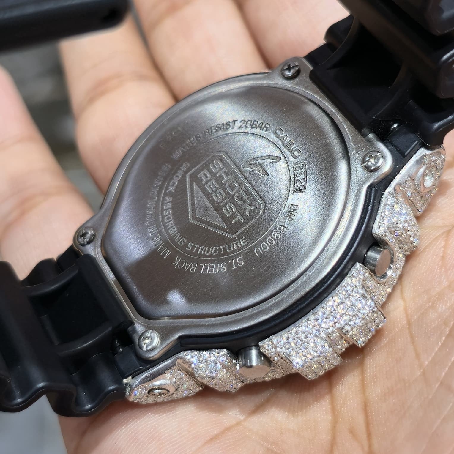 VVS Moissanite G Shock Original Watch black rubber band