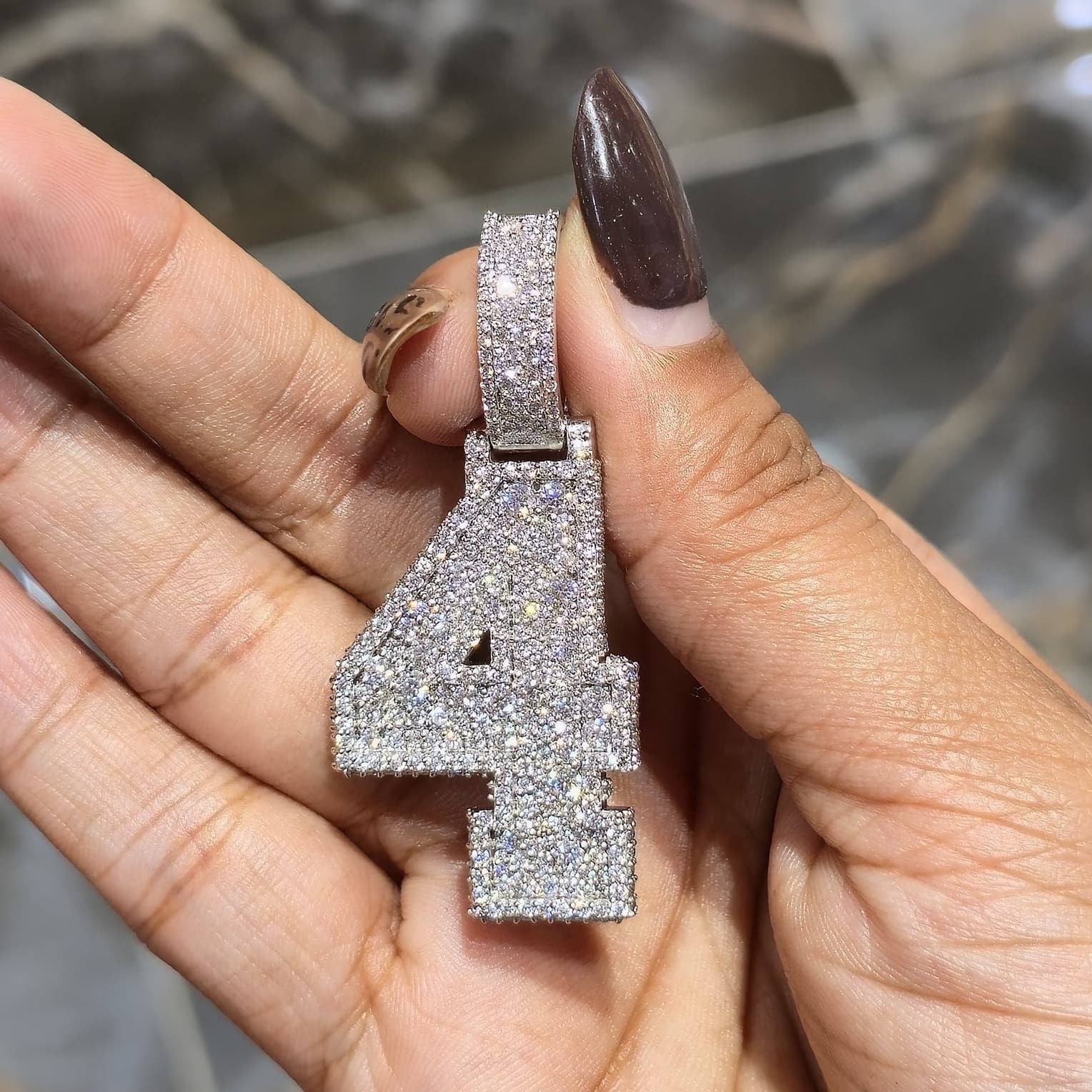 5.00 CTW VVS Moissanite Custom Number Pendant 1-9 Iced Out Mosaic Hip Hop Charm