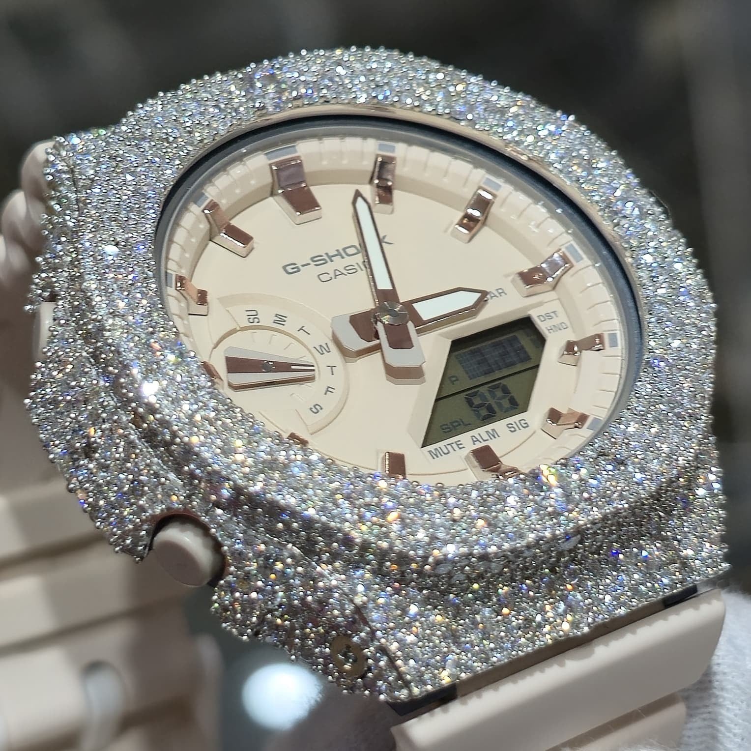 Authentic Casio G-SHOCK Custom Rose IcedOut Watch Cream Dial  | Cream/Matte Band