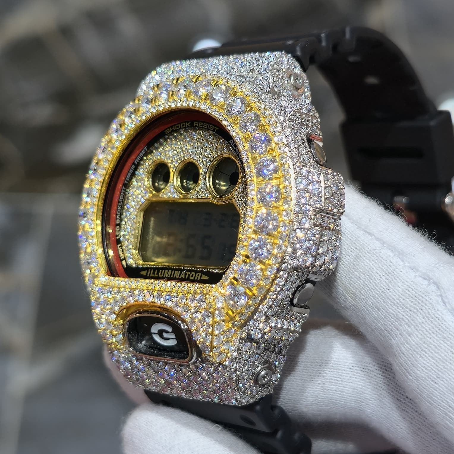 Moissanite Fully Iced Out G-SHOCK DW-6900U – VVS D Color, | Big Pointers
