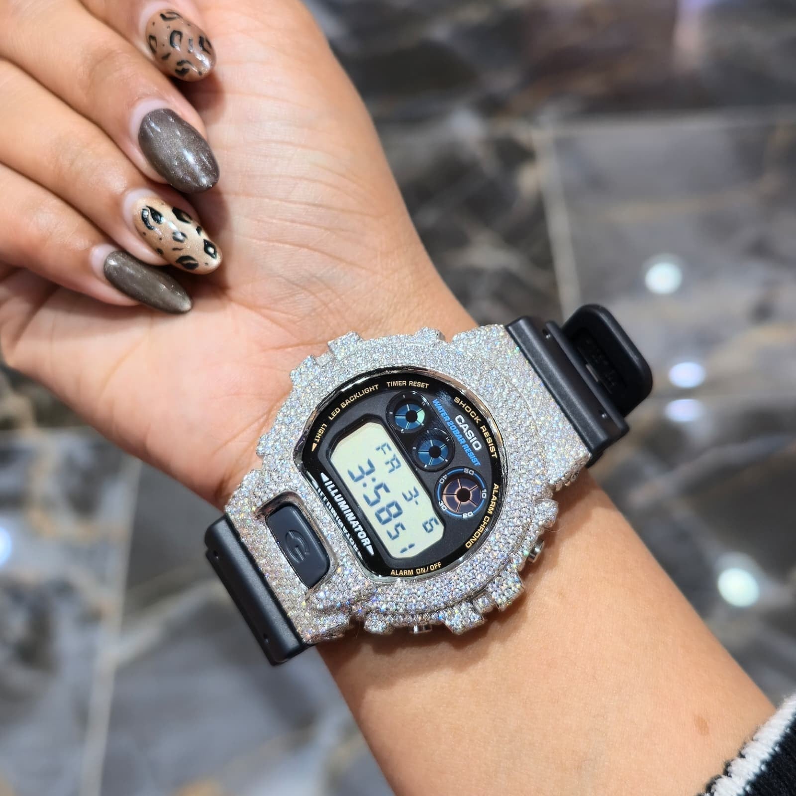 VVS Moissanite G Shock Original Watch black rubber band