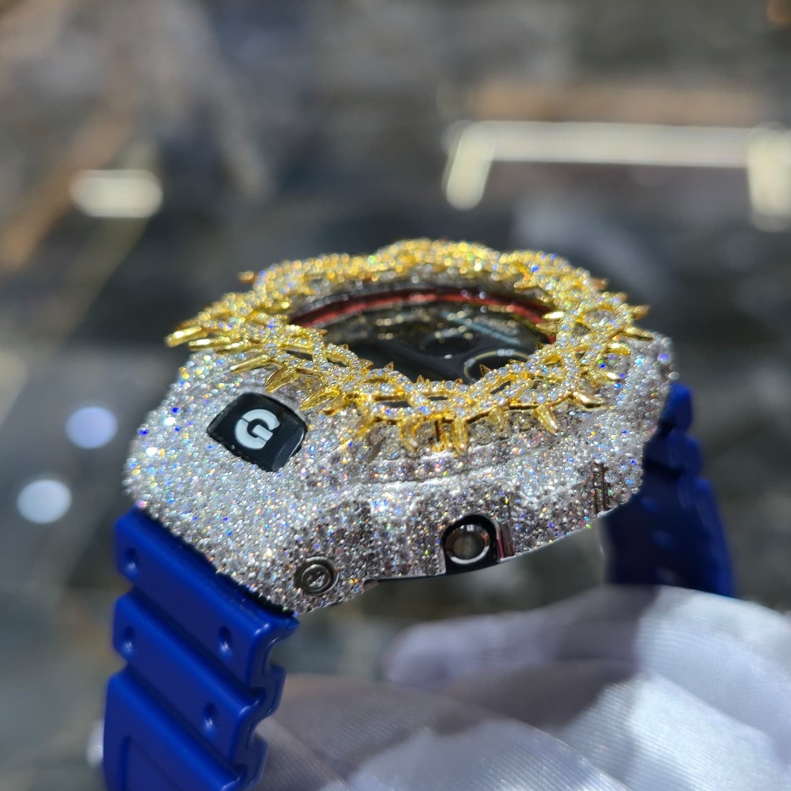 Iced Out G-Shock  Watch Authentic VVS Moissanite Barbed Wire Two Tone | HOM