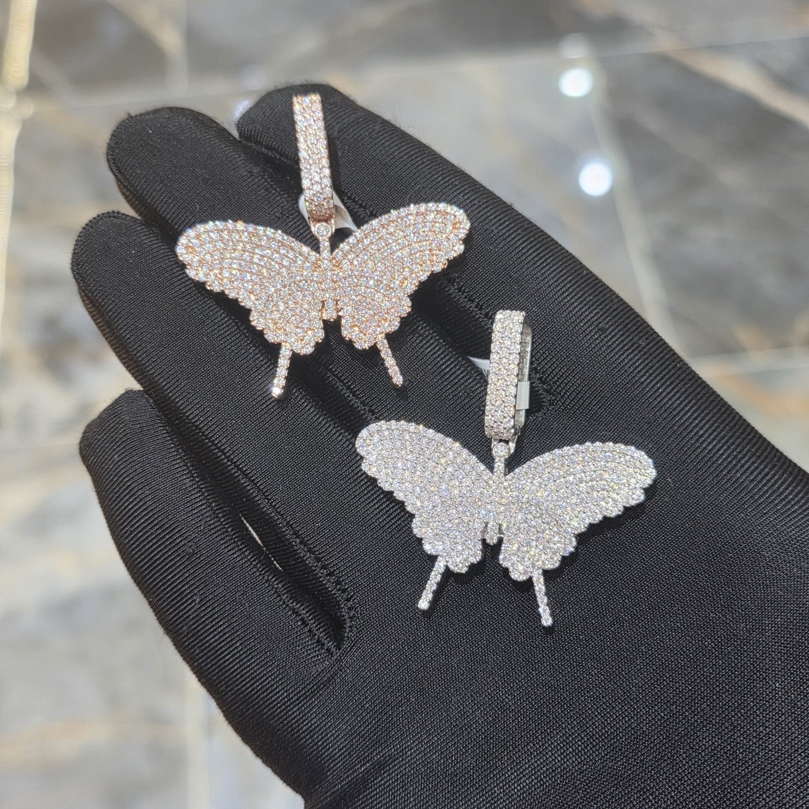 Moissanite Butterfly Pendant | 14k Gold Plated .925 Silver