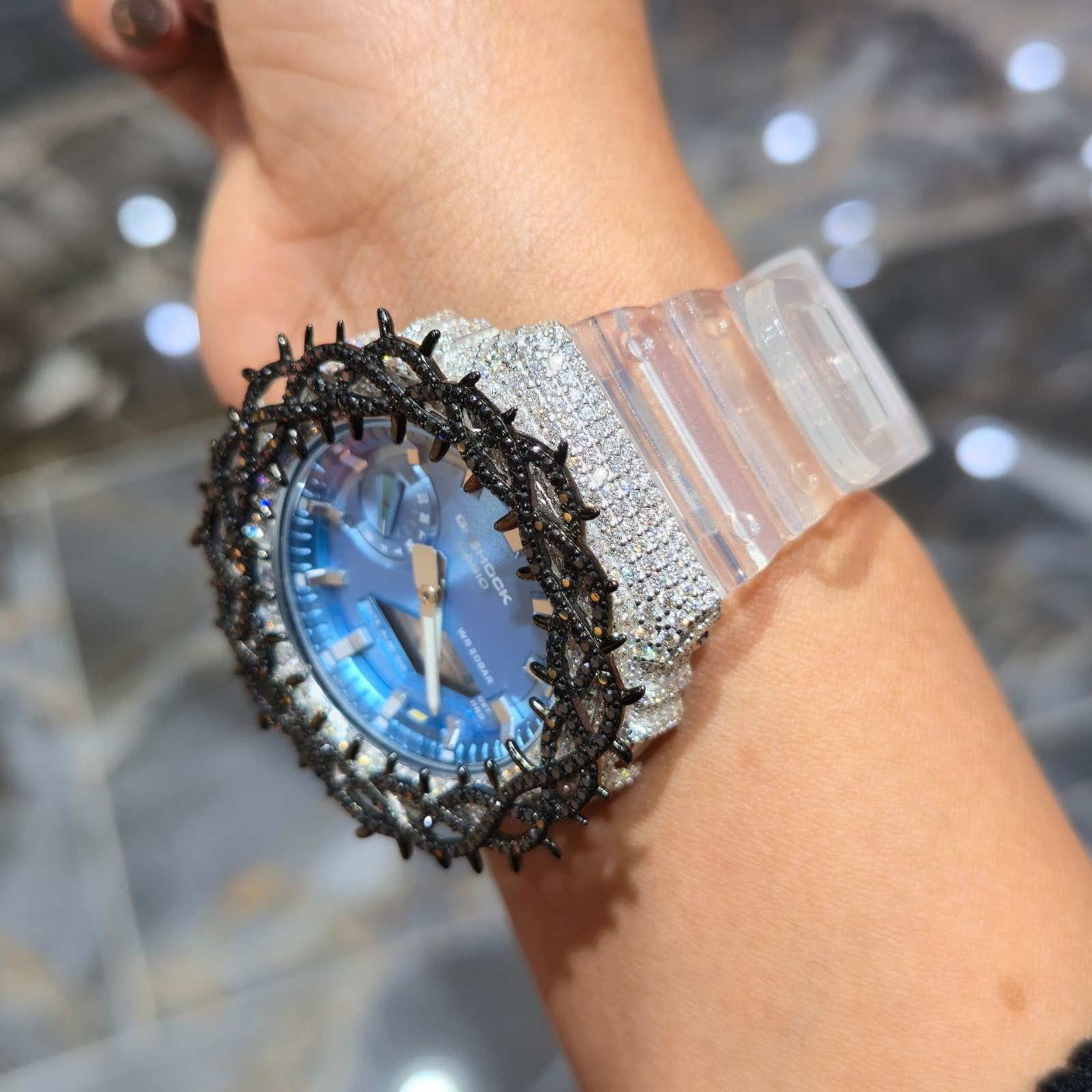 VVS Moissanite G Shock Original Watch Transparent Rubber Band