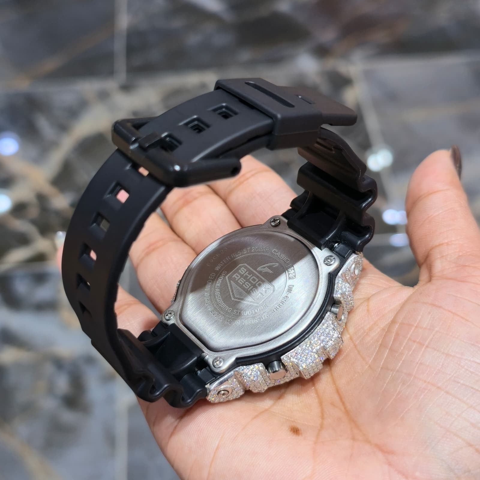 VVS Moissanite G Shock Original Watch black rubber band