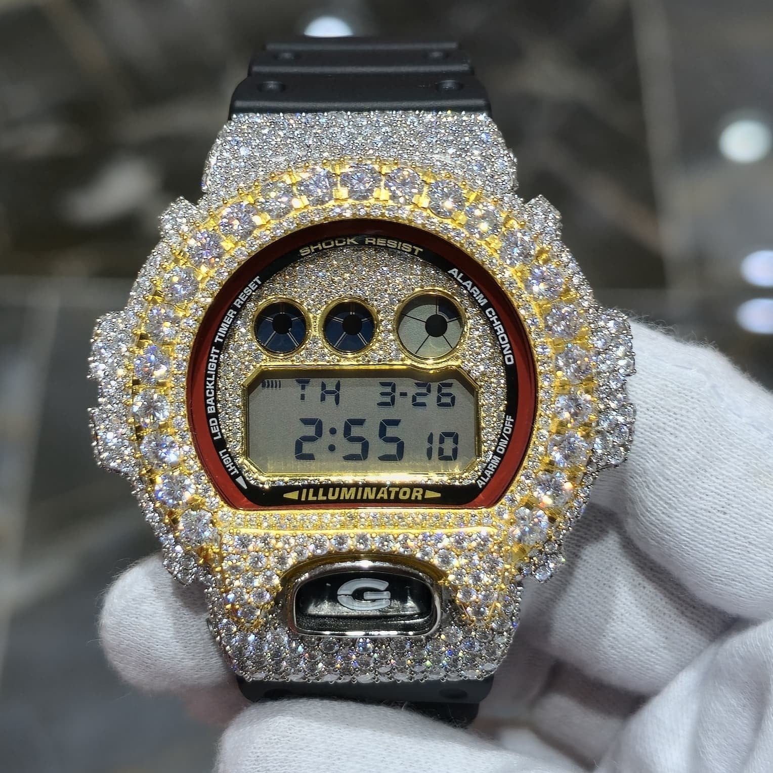 Moissanite Fully Iced Out G-SHOCK DW-6900U – VVS D Color, | Big Pointers