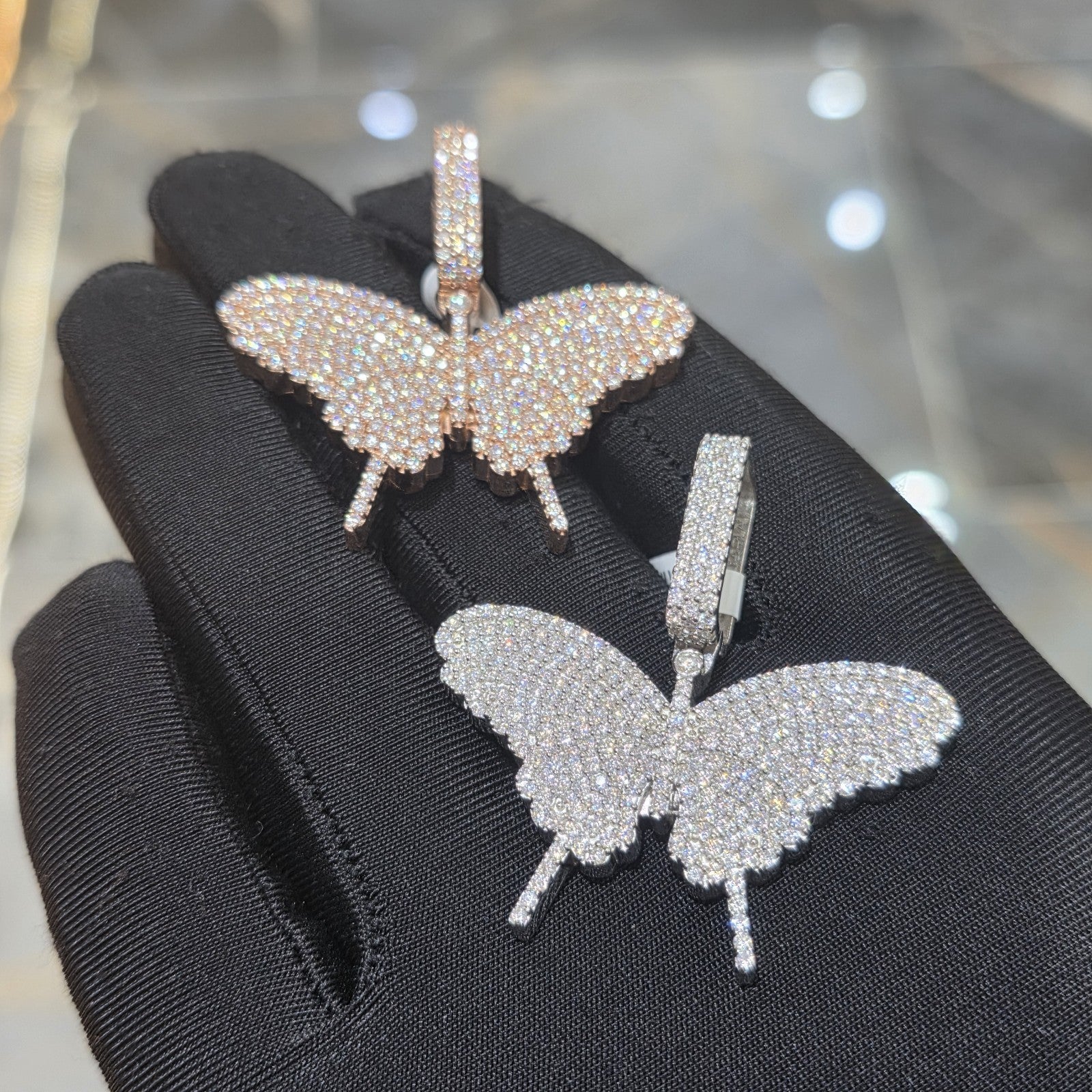 Moissanite Butterfly Pendant | 14k Gold Plated .925 Silver