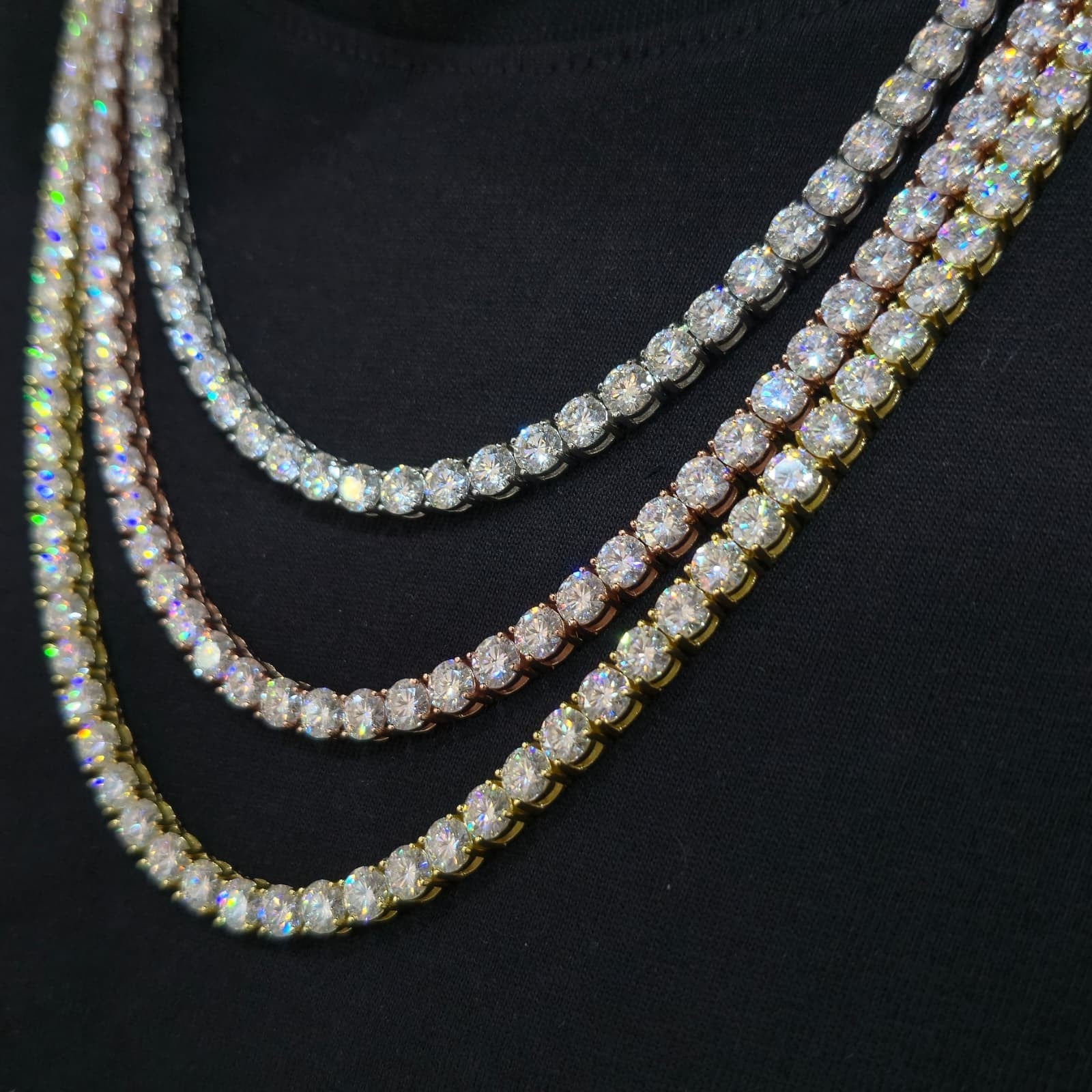 2mm–5mm VVS Moissanite Tennis Chain Necklace S925 Sterling Silver Unisex