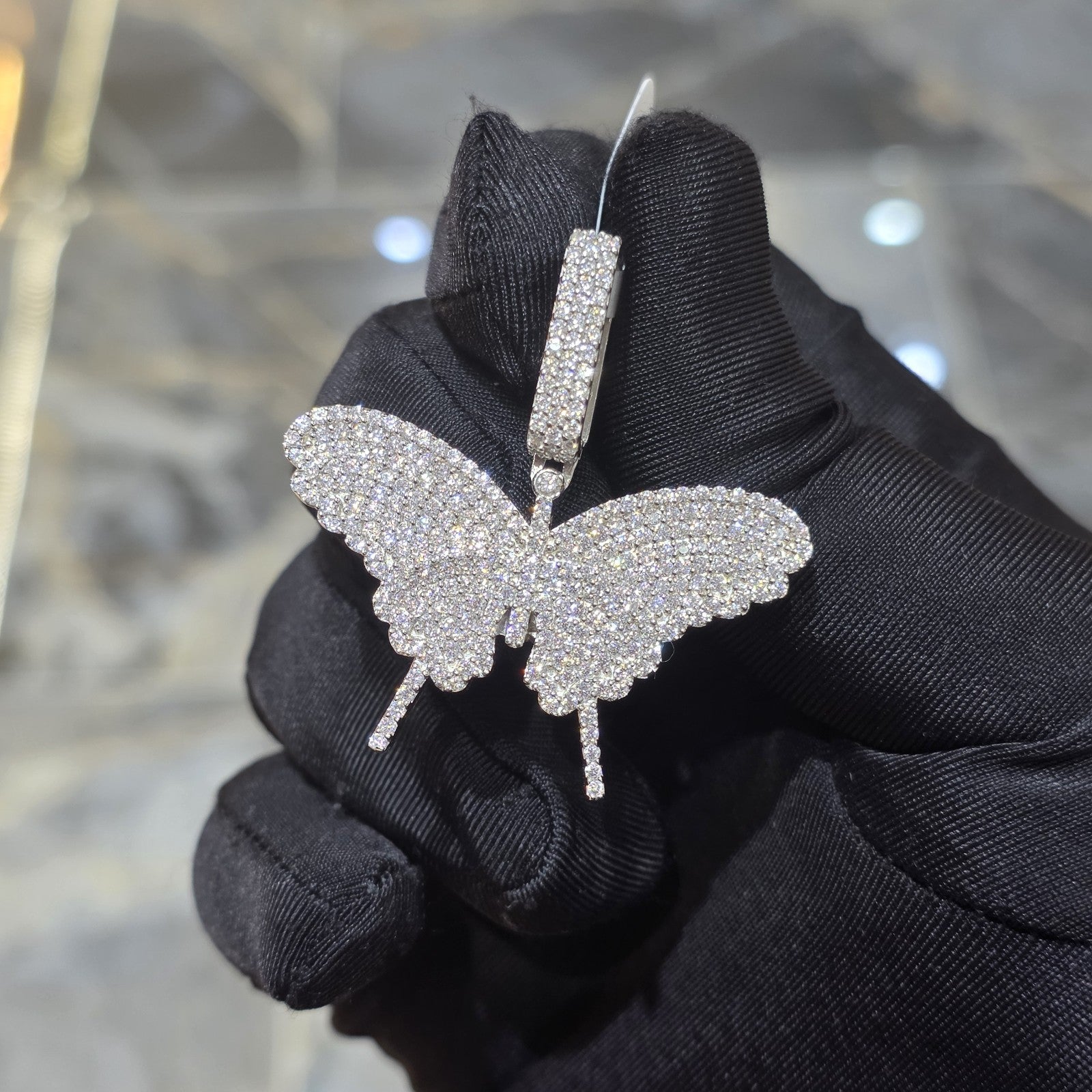 Moissanite Butterfly Pendant | 14k Gold Plated .925 Silver