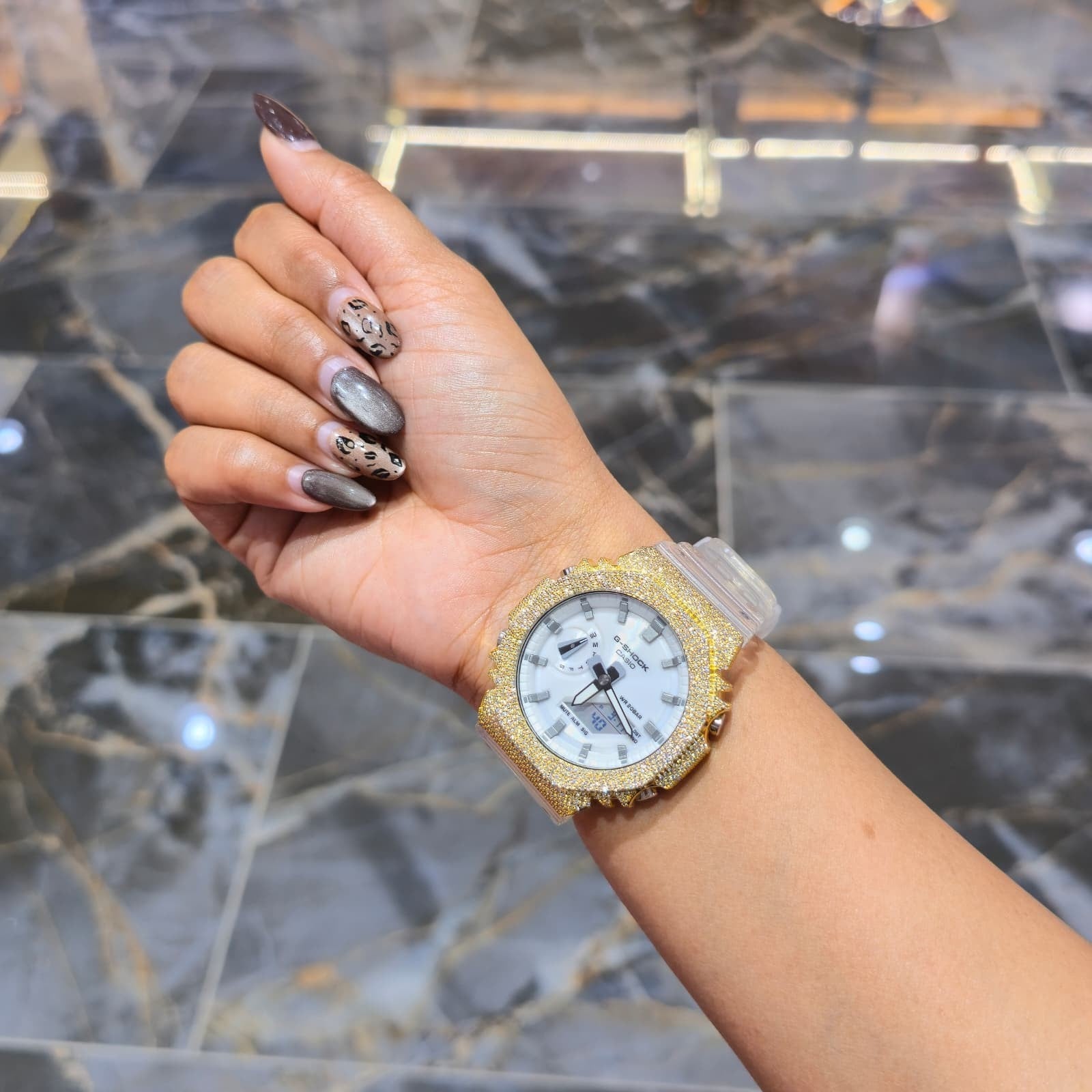 Authentic Casio G-SHOCK GA2100 Custom Iced Out – Yellow | White Dial |ClearBand