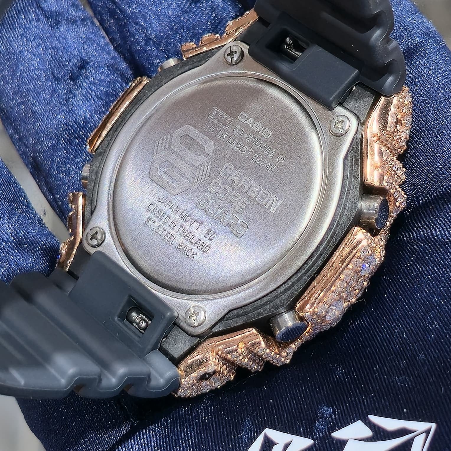 Authentic Casio G-SHOCK Custom Rose IcedOut Watch Blue Dial  | Dark Blue Band