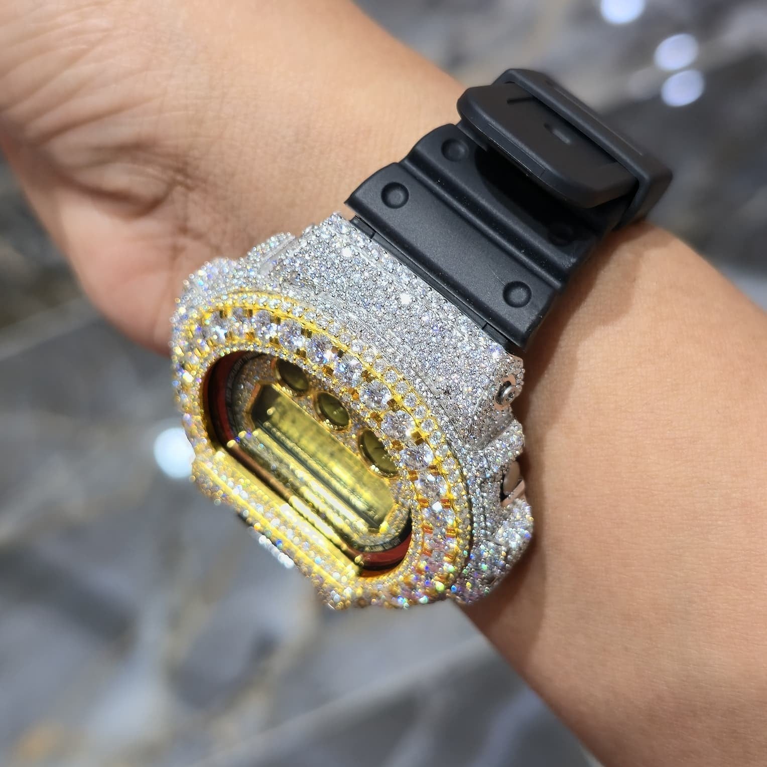 Moissanite Fully Iced Out G-SHOCK DW-6900U – VVS D Color, | Big Pointers
