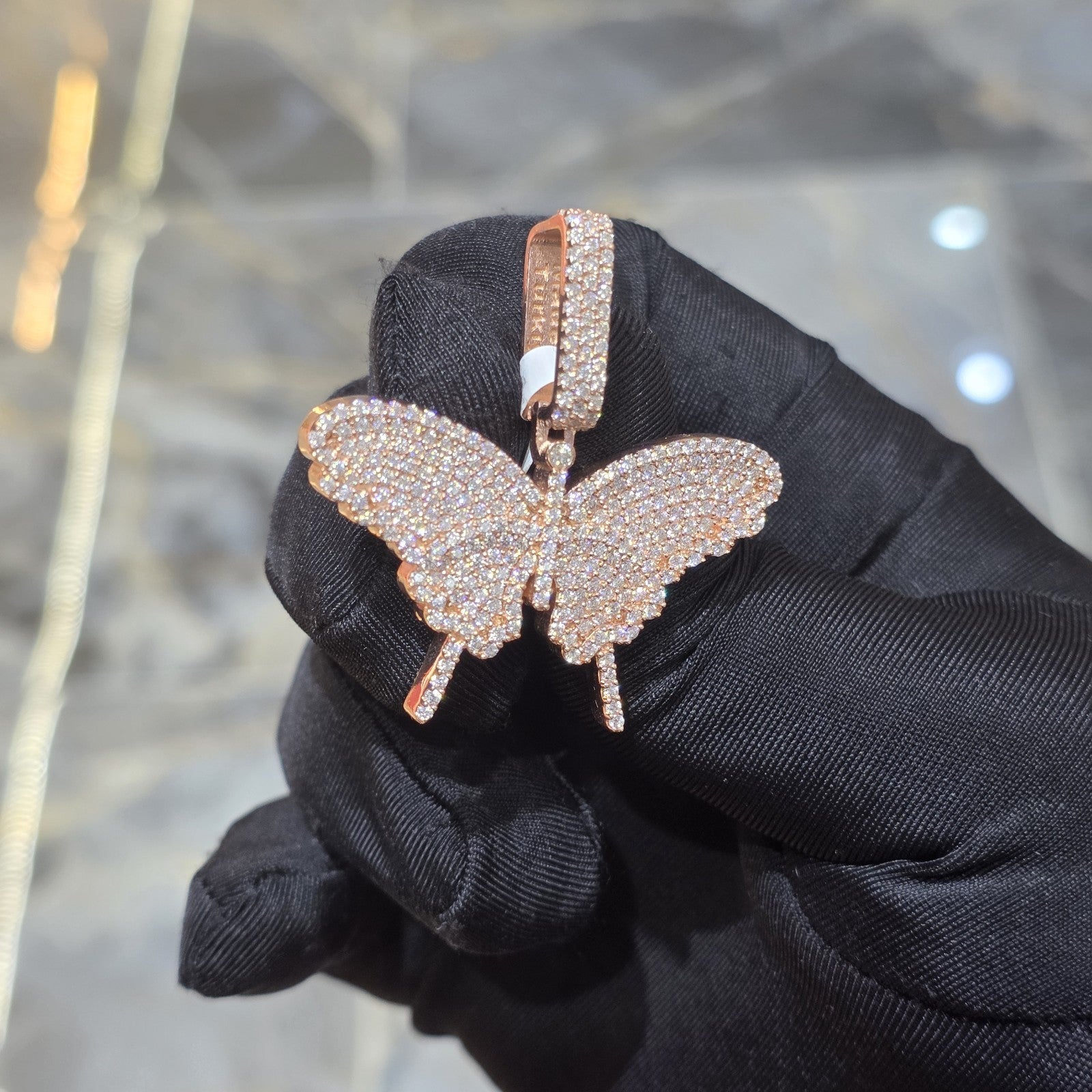 Moissanite Butterfly Pendant | 14k Gold Plated .925 Silver