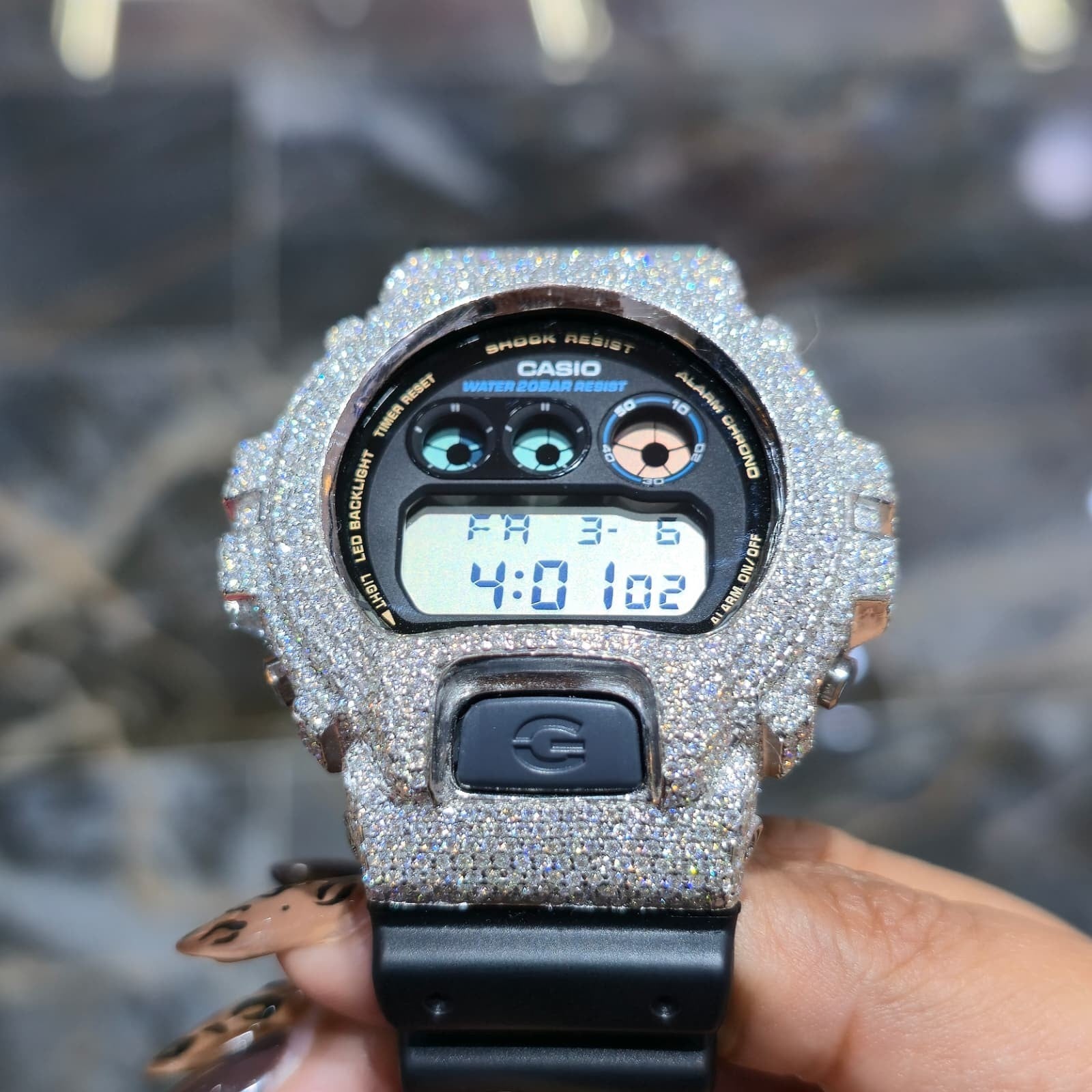 VVS Moissanite G Shock Original Watch black rubber band