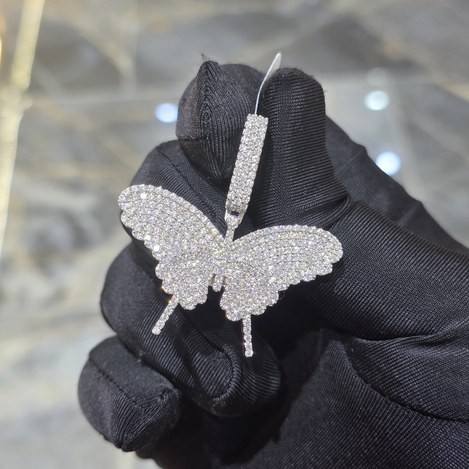 Moissanite Butterfly Pendant | 14k Gold Plated .925 Silver