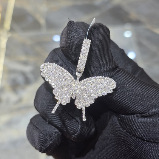 Moissanite Butterfly Pendant | 14k Gold Plated .925 Silver