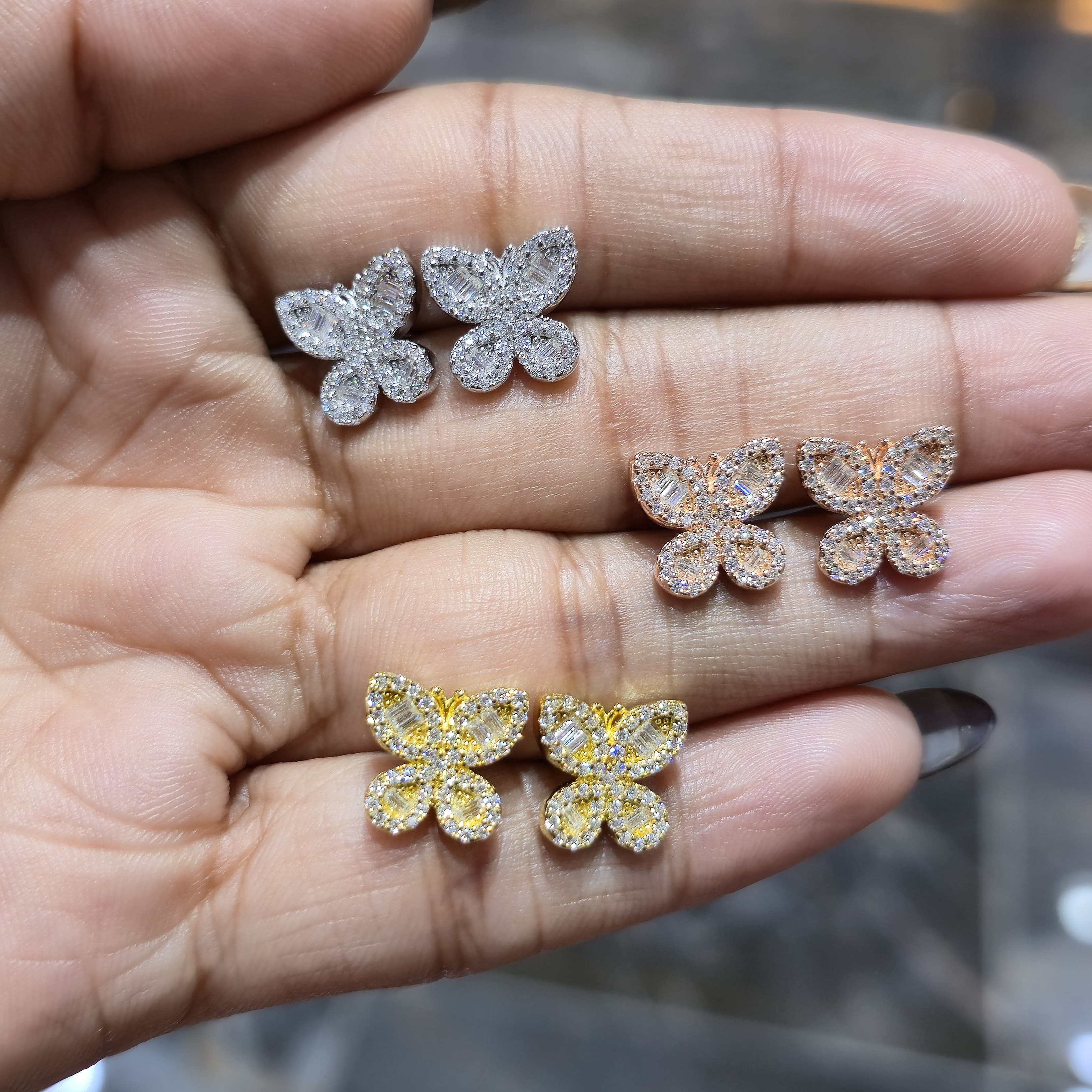 925 Silver Moissanite Butterfly Earrings