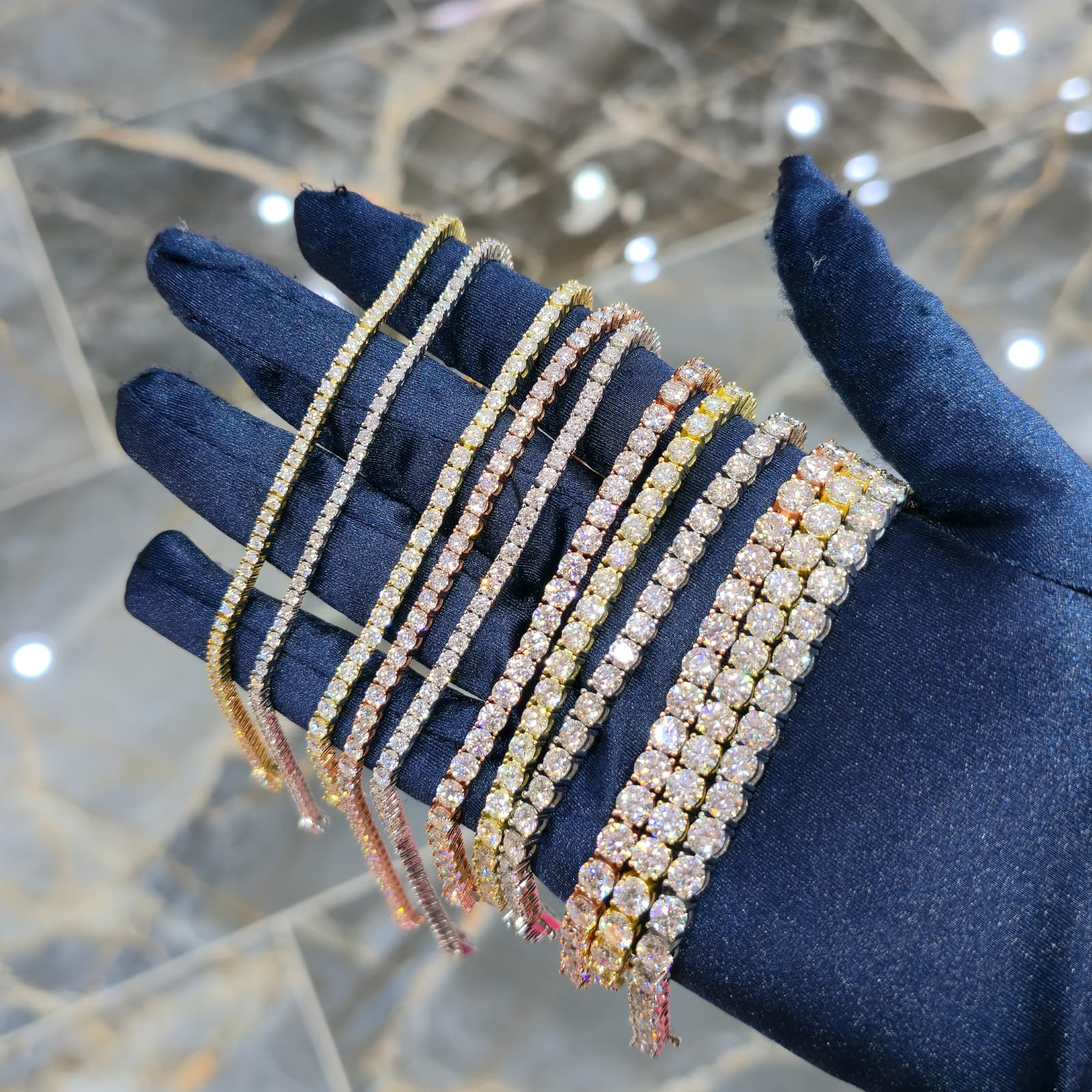 Moissanite Tennis Bracelet – 925 Sterling Silver | 2mm–5mm | Silver, Gold & Rose Gold