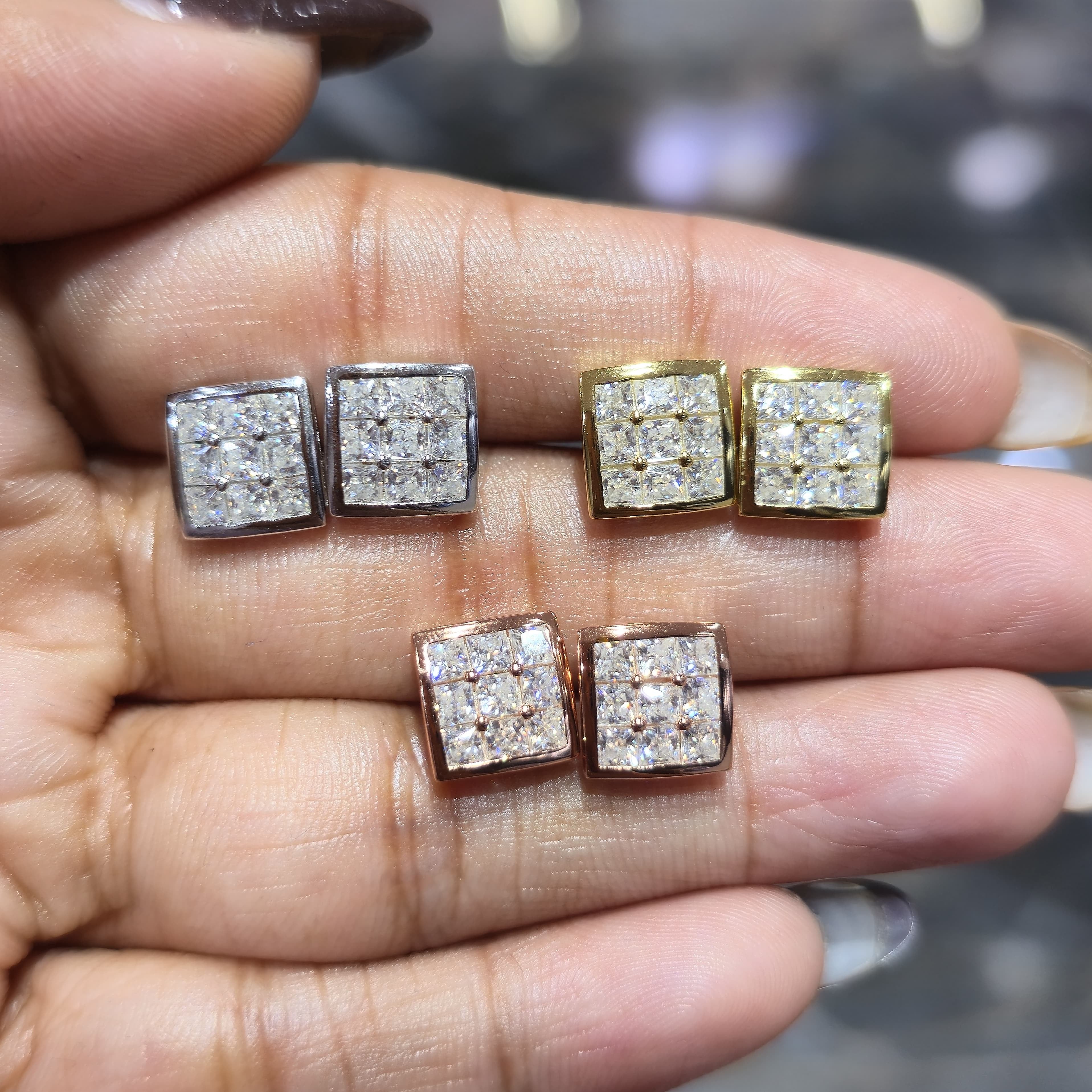 925 Silver Moissanite Square Earrings