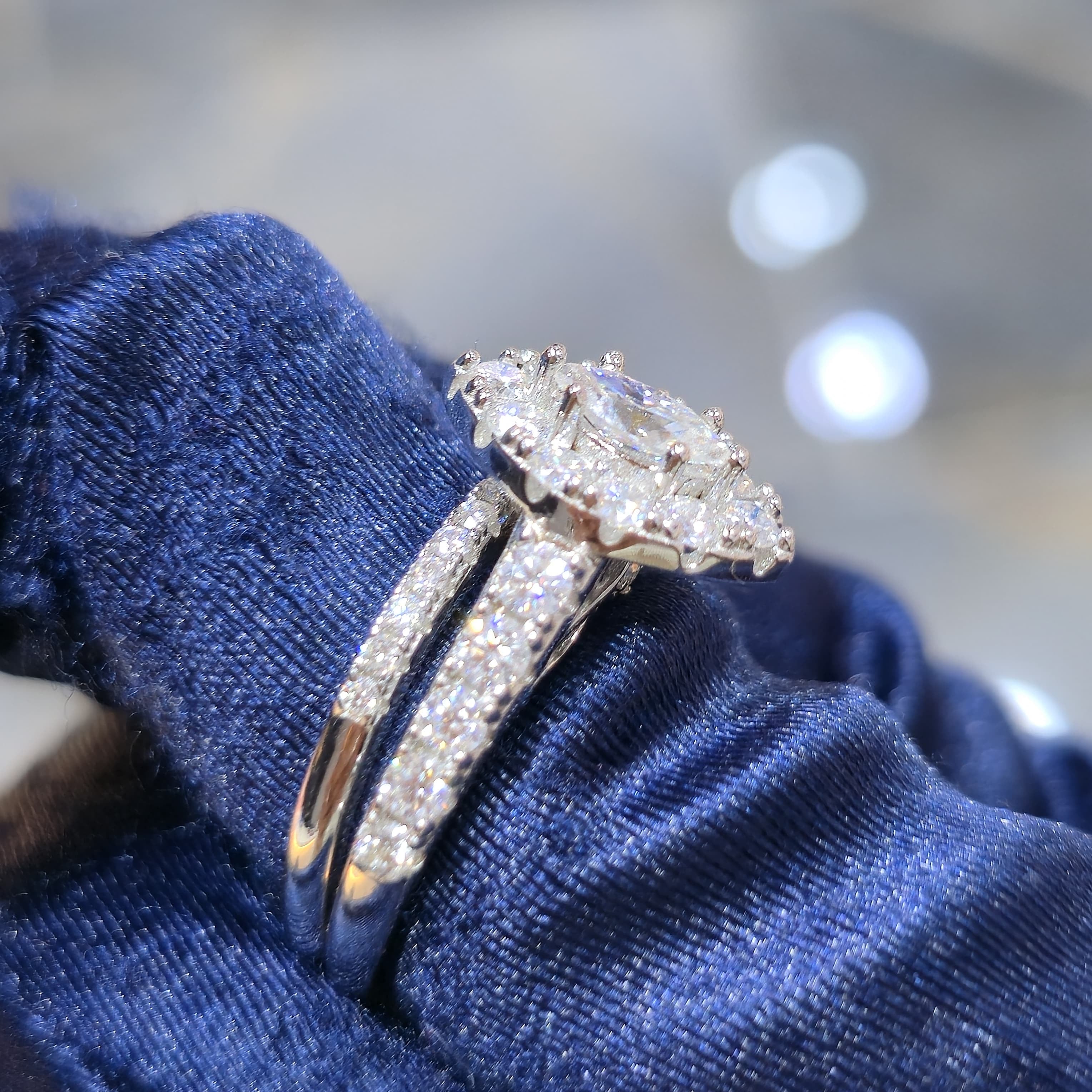 Moissanite Marquise Cut Engagement Ring & Matching Band Set – 1.25 CTW – Silver, Gold & Rose Gold