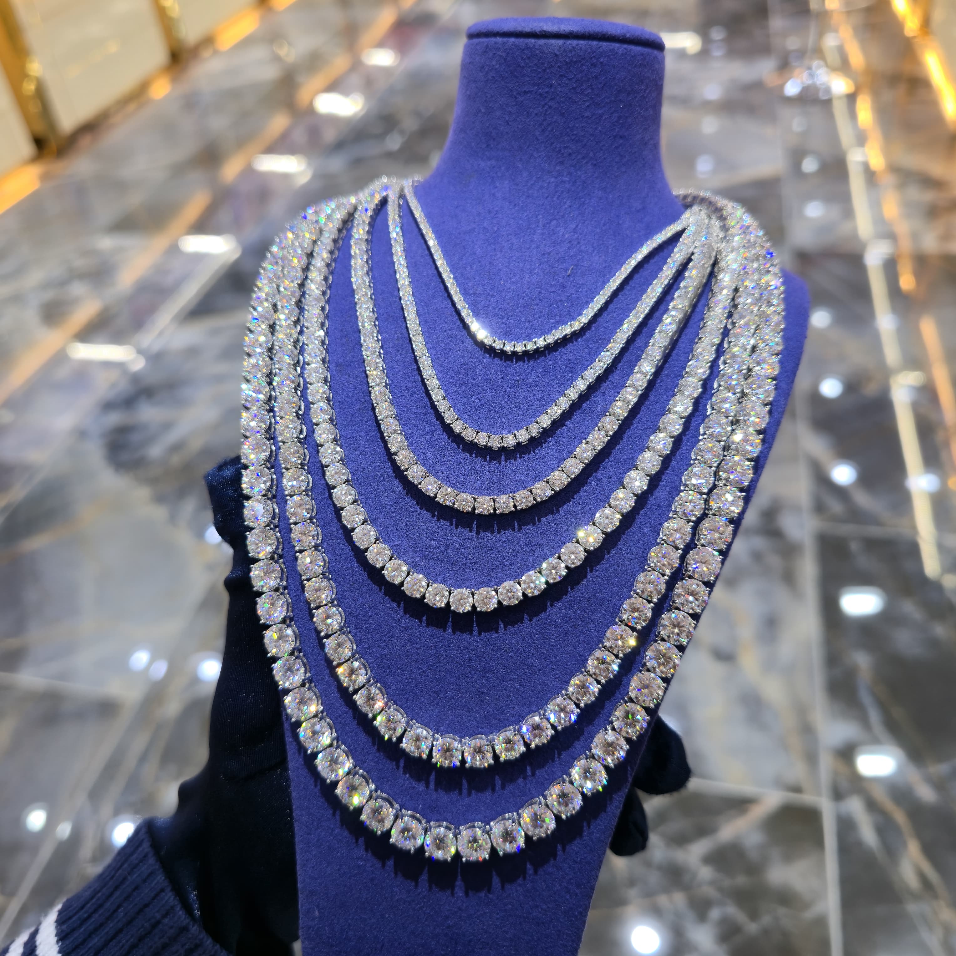 Moissanite Tennis Chain | 2mm to 7mm | Silver, Gold & Rose Gold