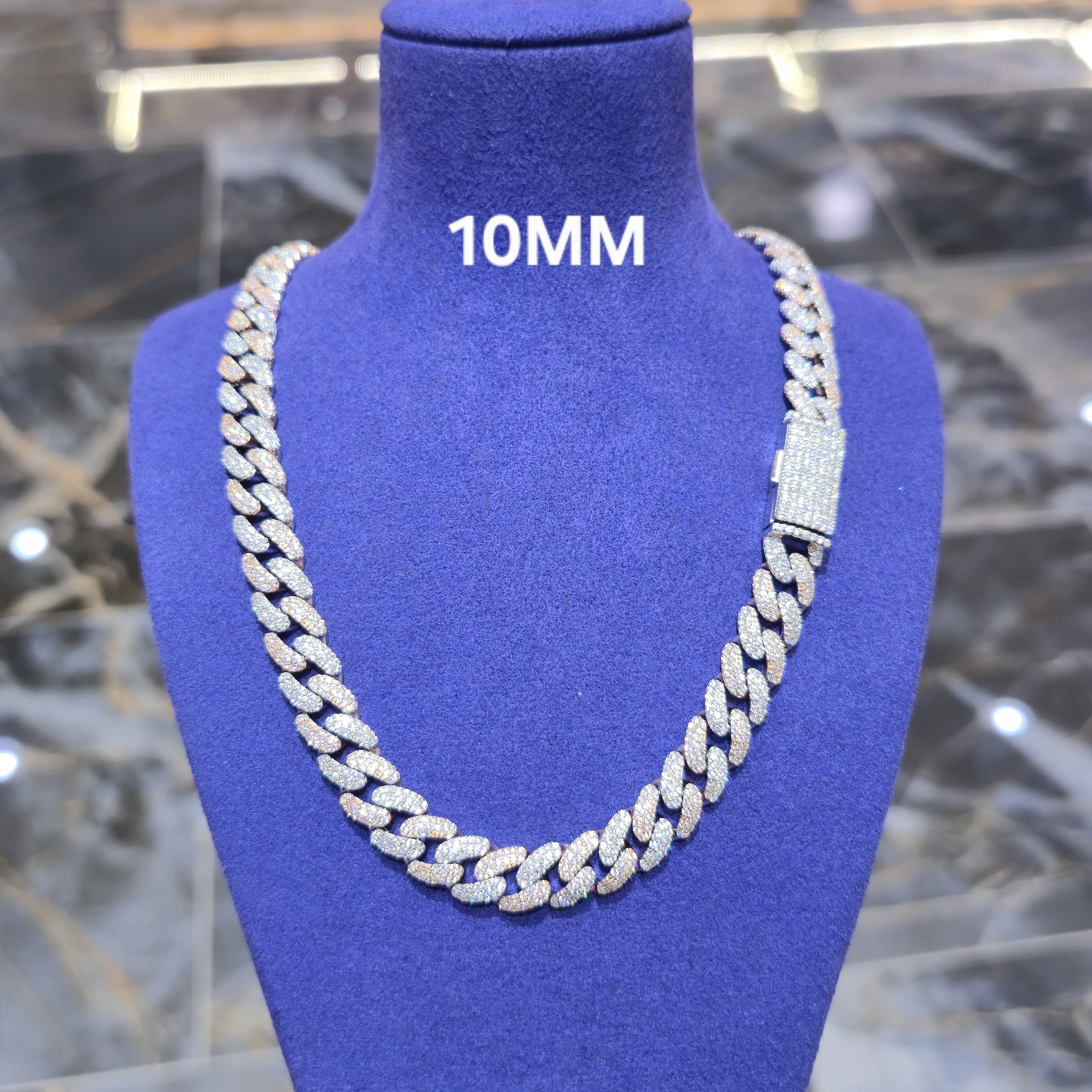 Moissanite Cuban Link Chain | 10mm Two Tone