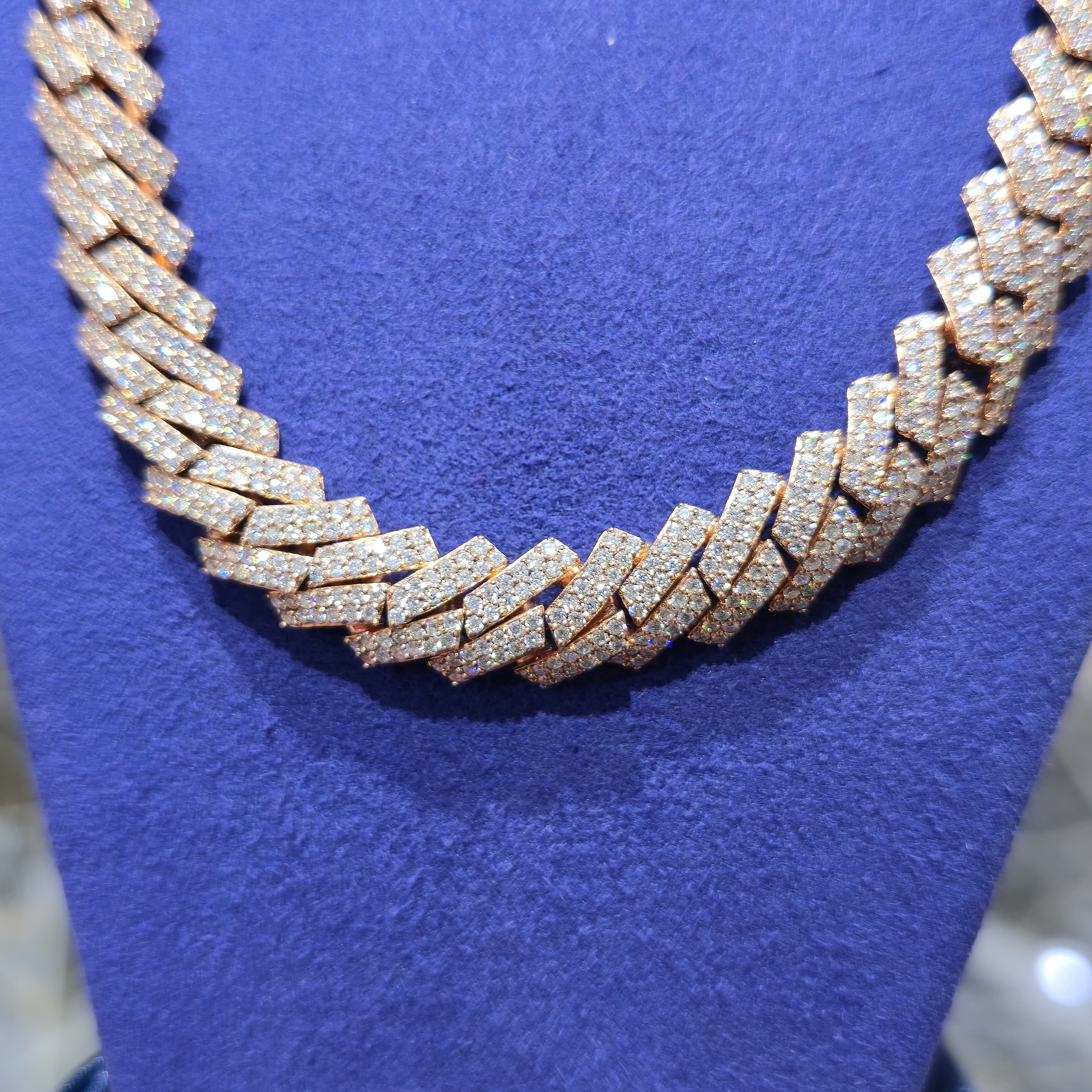 Moissanite Cuban Link Chain | 12mm Close Links | Silver, Gold & Rose Gold