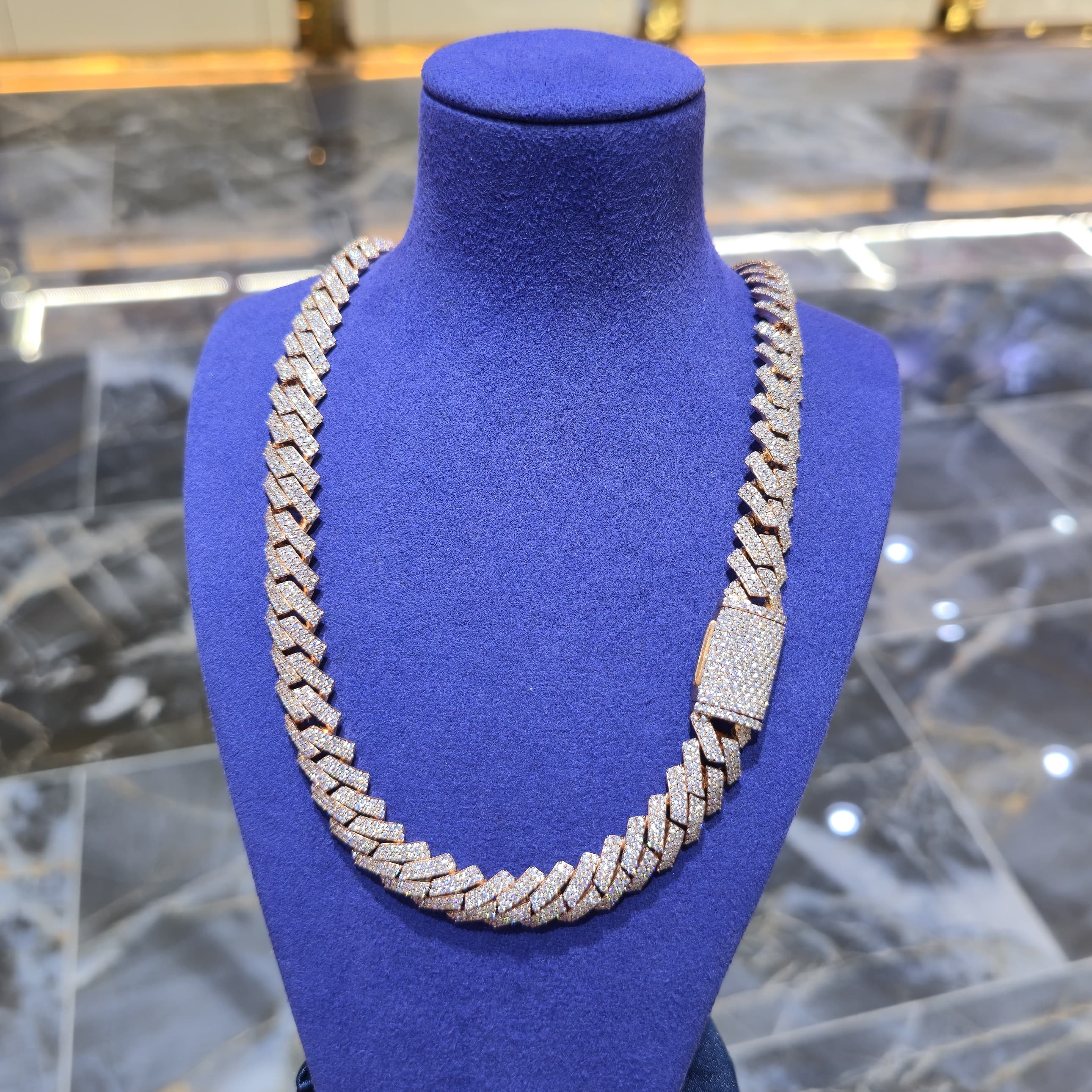 Moissanite Cuban Link Chain | 12mm Close Links | Silver, Gold & Rose Gold