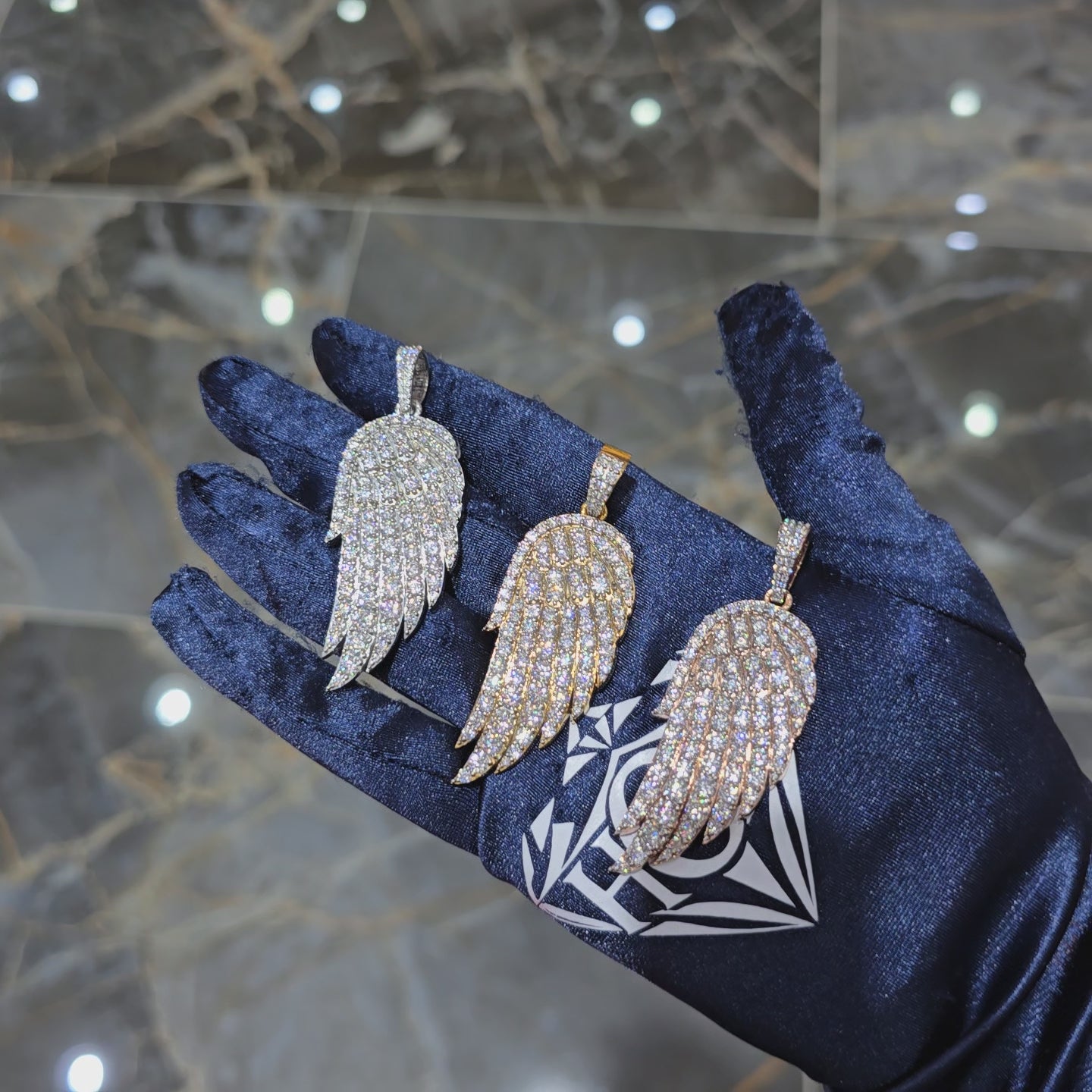 Moissanite Angel Wing Pendant – 925 Sterling Silver | 7.00 CTW | Silver, Gold & Rose Gold
