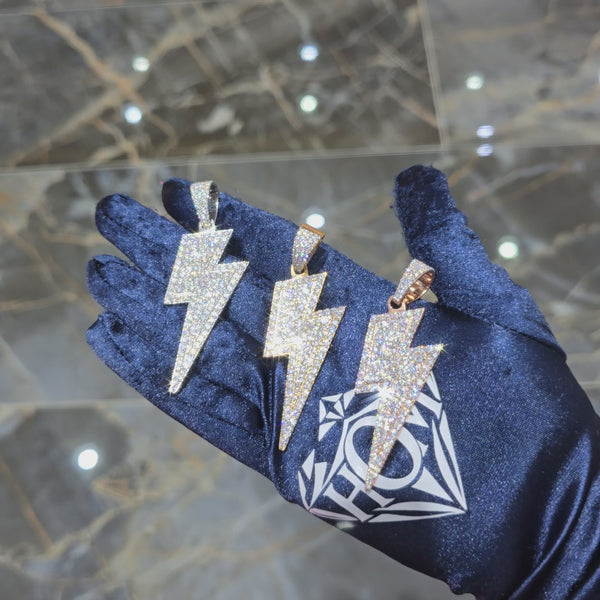 Moissanite Lightning Bolt Pendant – 925 Sterling Silver | 4.50 CTW | Silver, Gold & Rose Gold