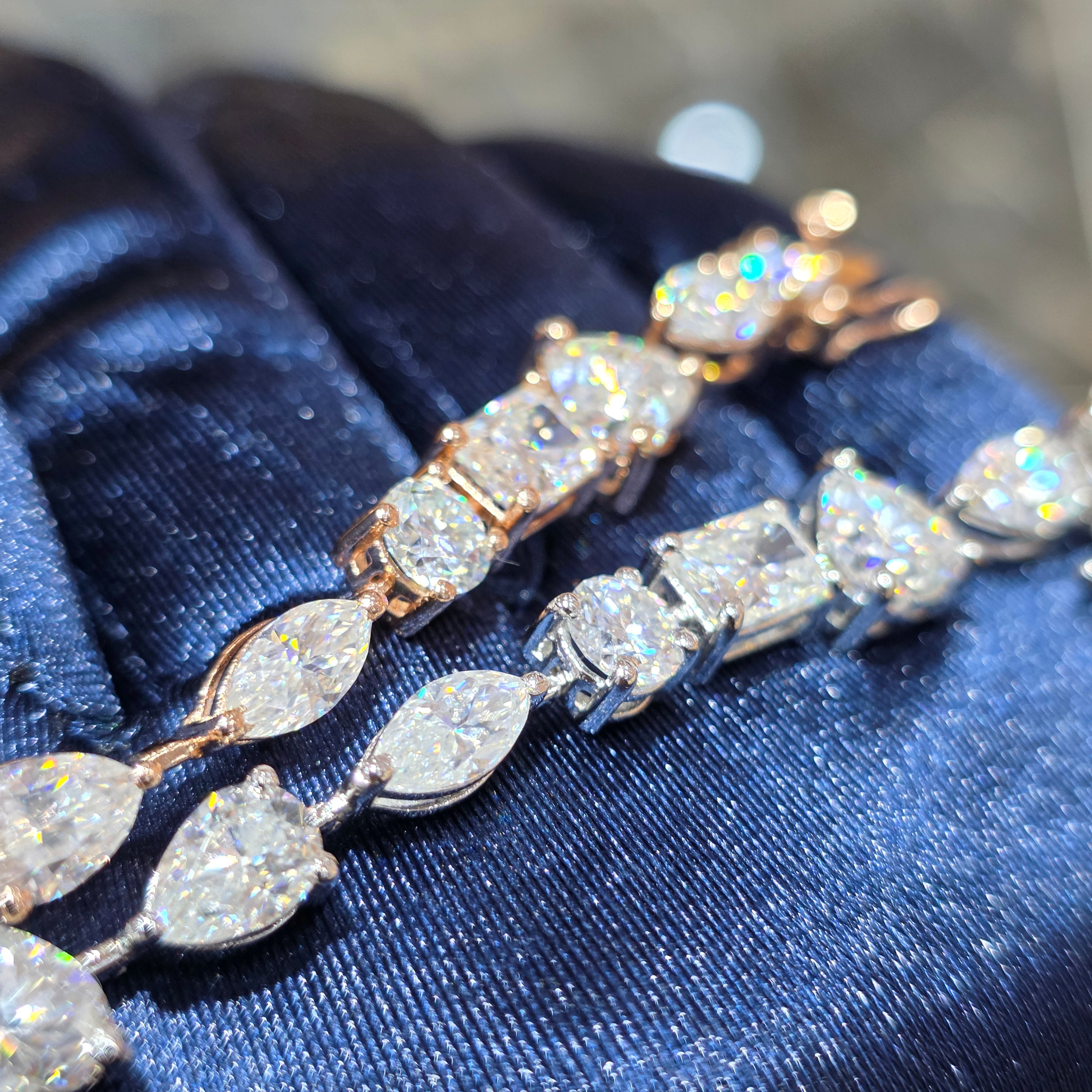 Moissanite Fancy Cut Tennis Bracelet – 925 Sterling Silver | Silver, Gold & Rose Gold
