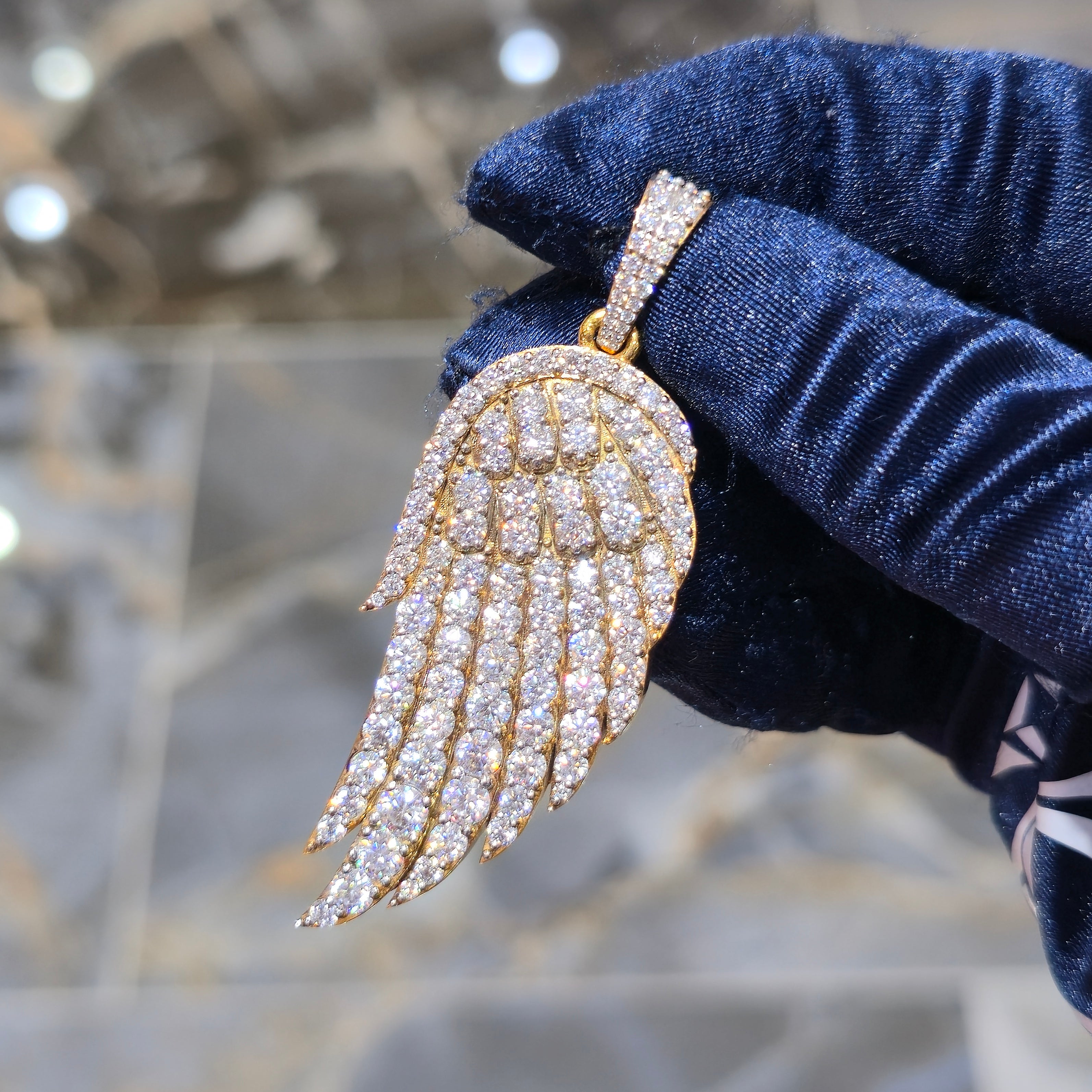 Moissanite Angel Wing Pendant – 925 Sterling Silver | 7.00 CTW | Silver, Gold & Rose Gold