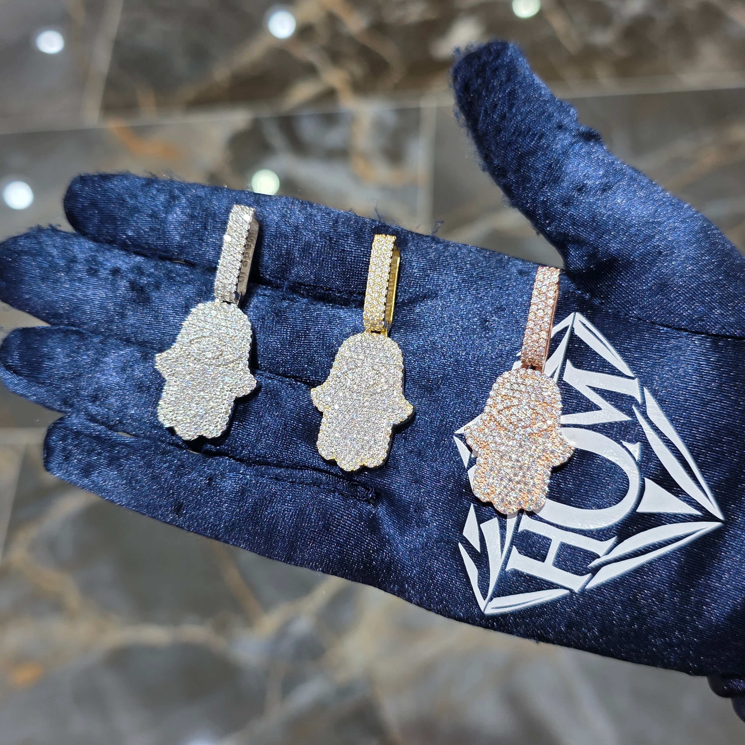 Moissanite Hamsa Pendant – 925 Sterling Silver | 2.05 CTW|Silver, Gold & Rose Gold