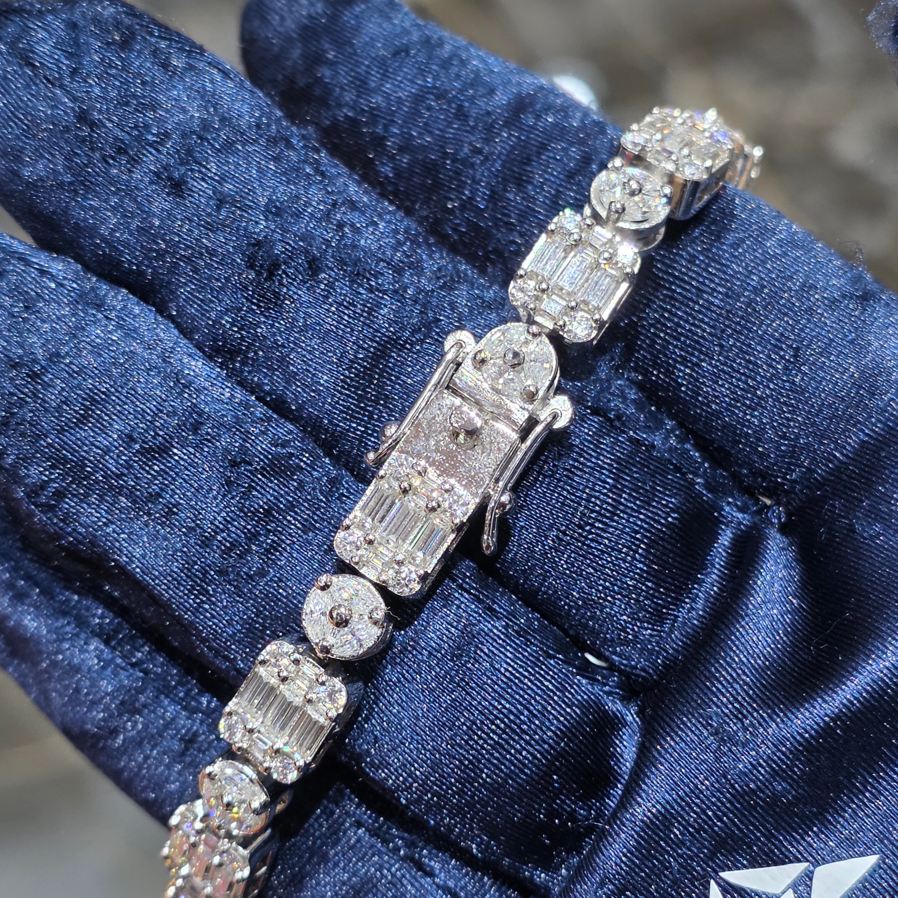 Moissanite Multi Shape Cluster Tennis Bracelet – 925 Sterling Silver | Silver, Gold & Rose Gold