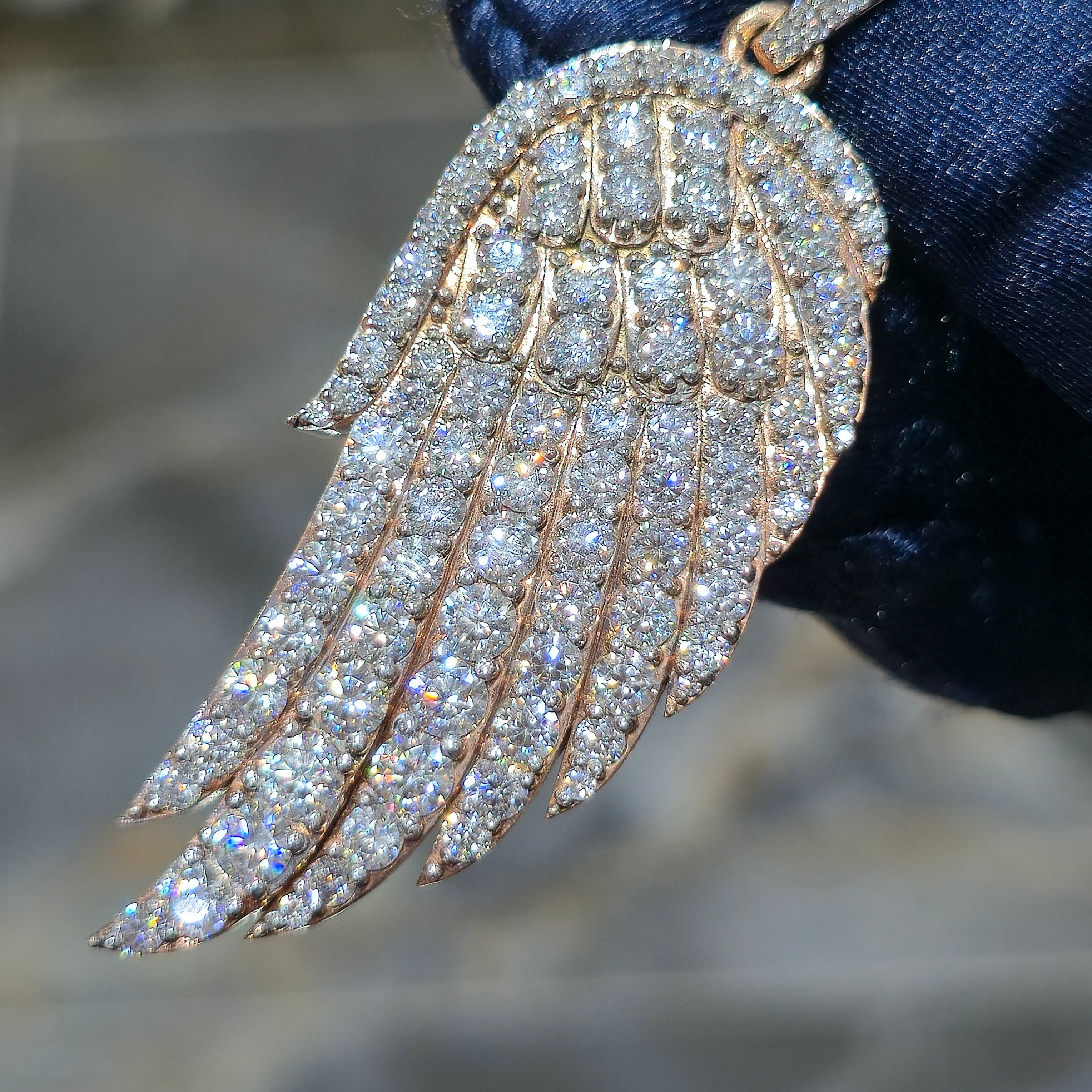 Moissanite Angel Wing Pendant – 925 Sterling Silver | 7.00 CTW | Silver, Gold & Rose Gold