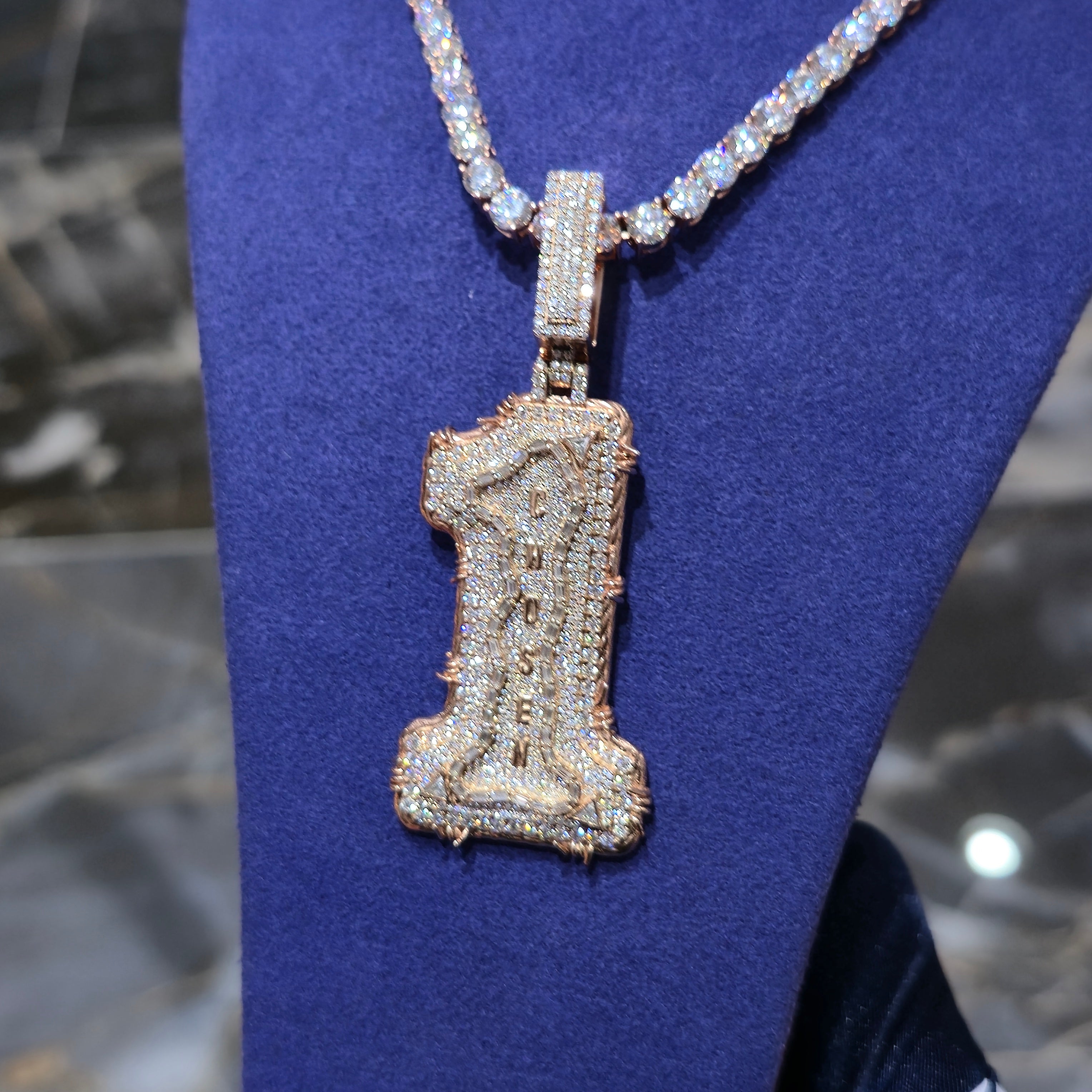 Custom Chosen One Pendant & Tennis Chain Combo Set | Rose Gold | Sterling Silver